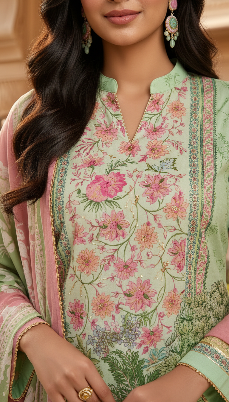 Sunila Ready to Wear 3 Pcs Lawn Dress with Pure Voile Dopatta