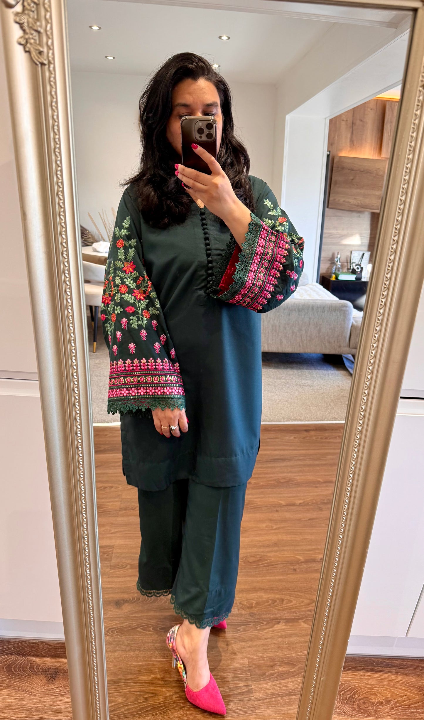 Green Forest Ready to Wear 2 Pcs Embroidered Dress