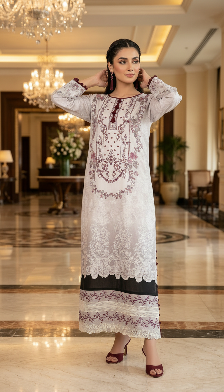 Dilkash Embroidered 2 Pcs Linen Dress
