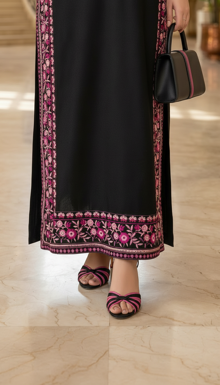 Safa Black Full Embroidered 2 Pcs Dress
