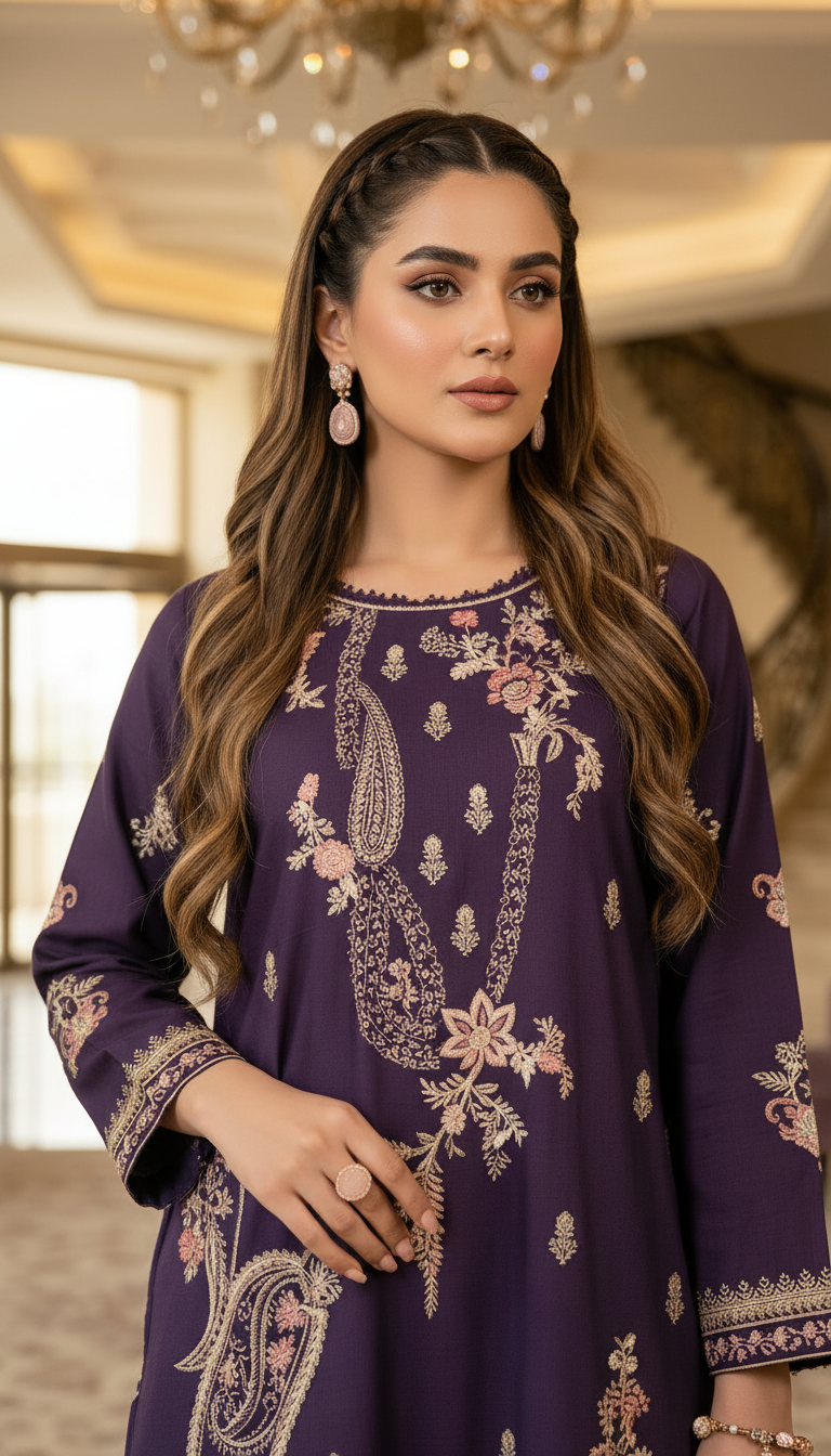 Hoor Ready to Wear 2 Pcs Fully Embroidered Pure Viscose Dress