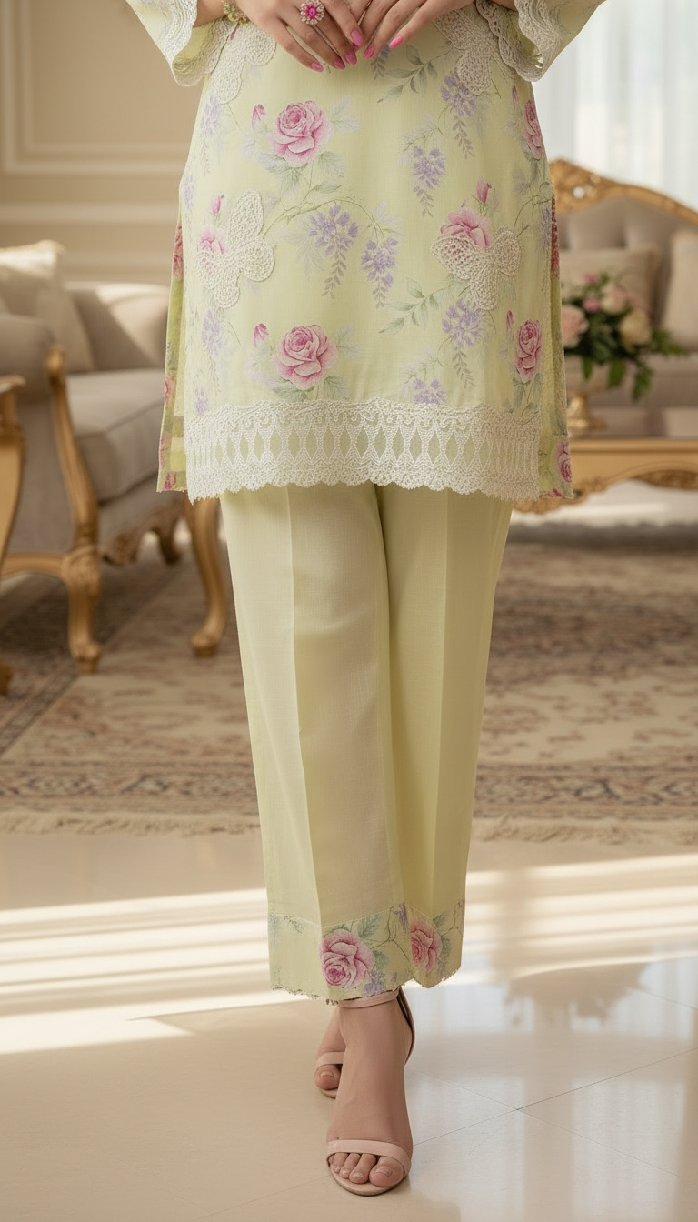 Gulzar Pale Ready to Wear 3 Pcs Embroidered Dress with Chiffon dopatta