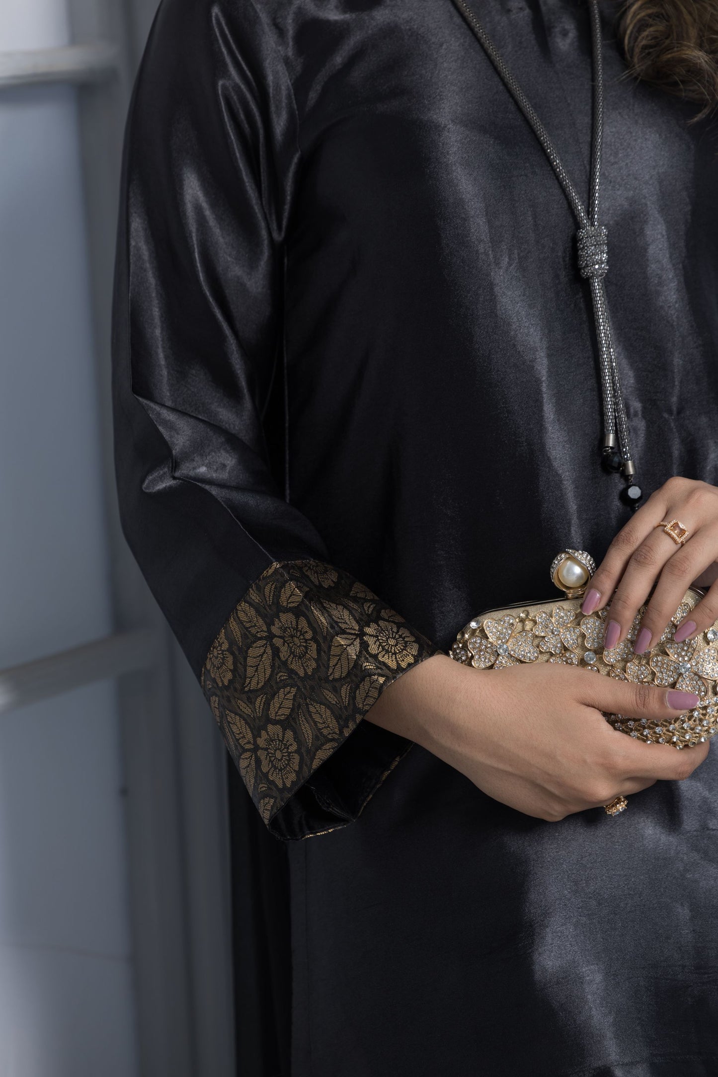 Black Gloss Ready to Wear 3 Pcs Farshi Shalwar Dress