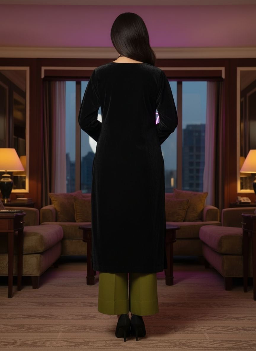 Peacock Velvet Ready to Wear 2 Pcs Dress