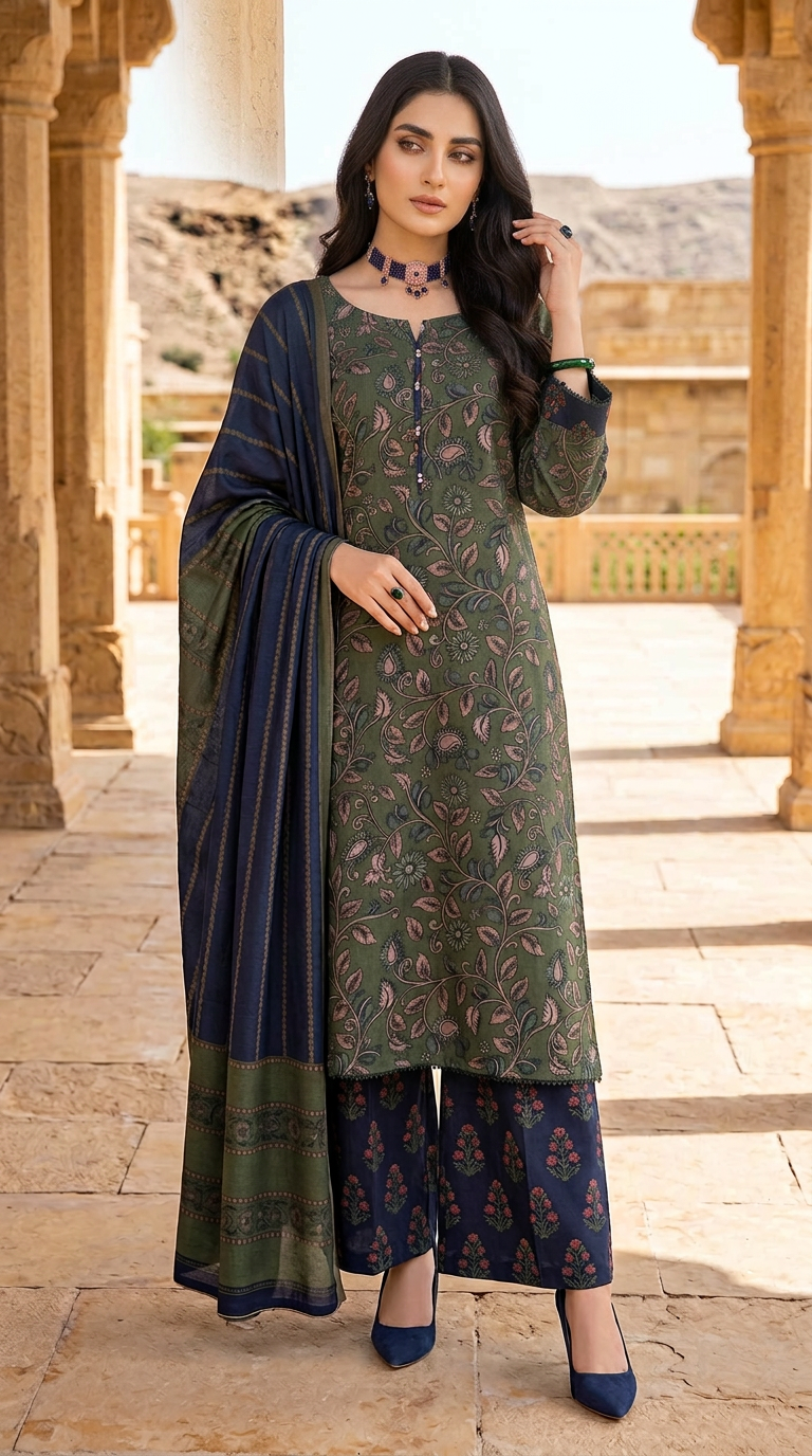 Anna Green Ready to Wear 3 Pcs Marina Dress with Shawl
