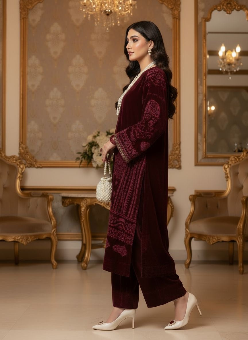 Asima french velvet 2 pcs dress