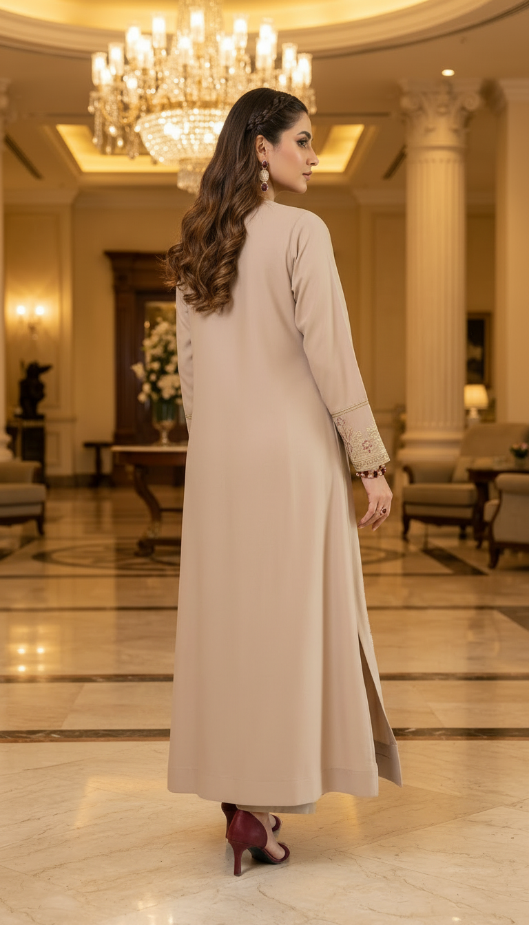 Rose Mauve Ready to Wear Embroidered 2 Pcs Dress