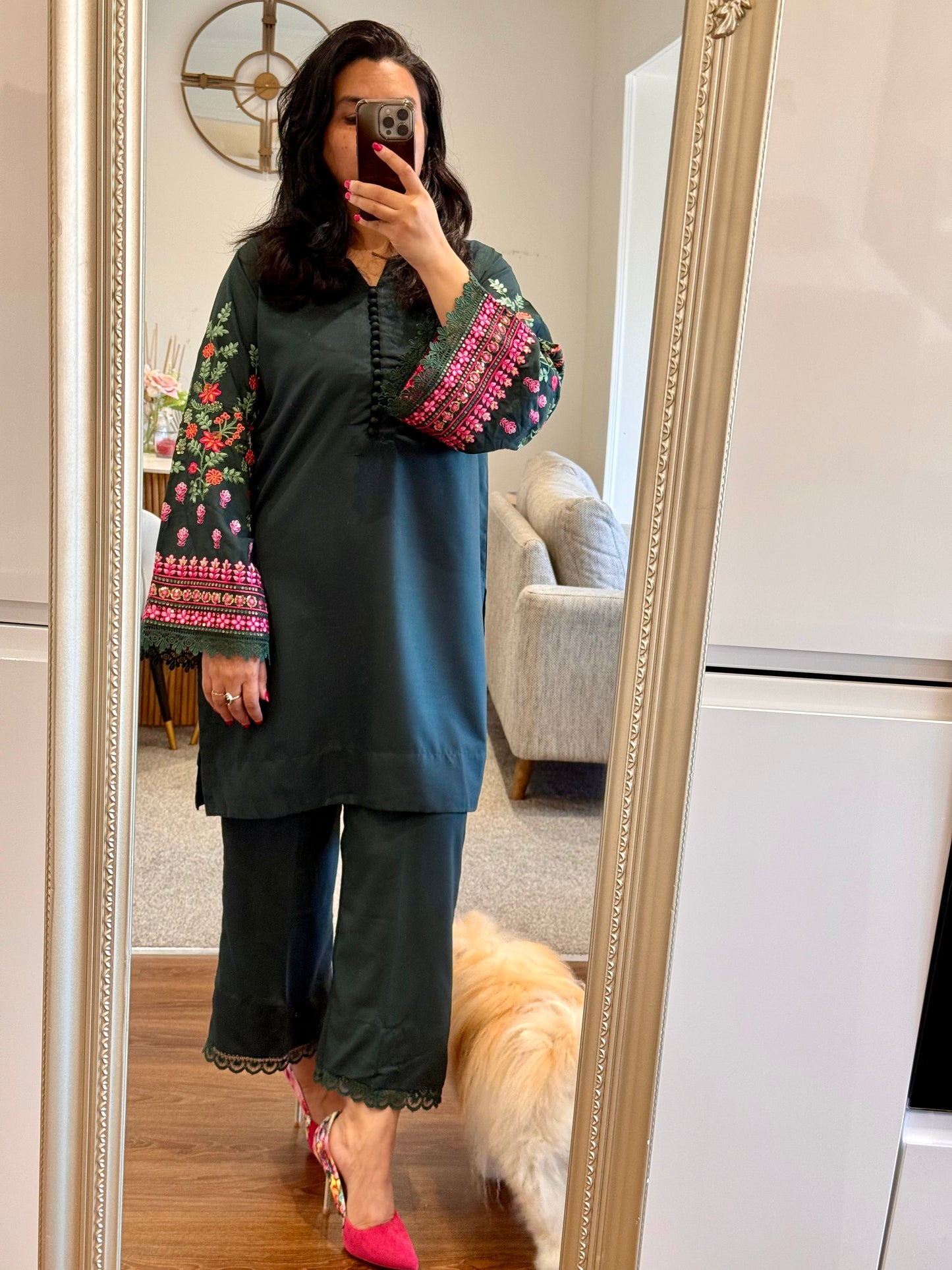 Green Forest Ready to Wear 2 Pcs Embroidered Dress