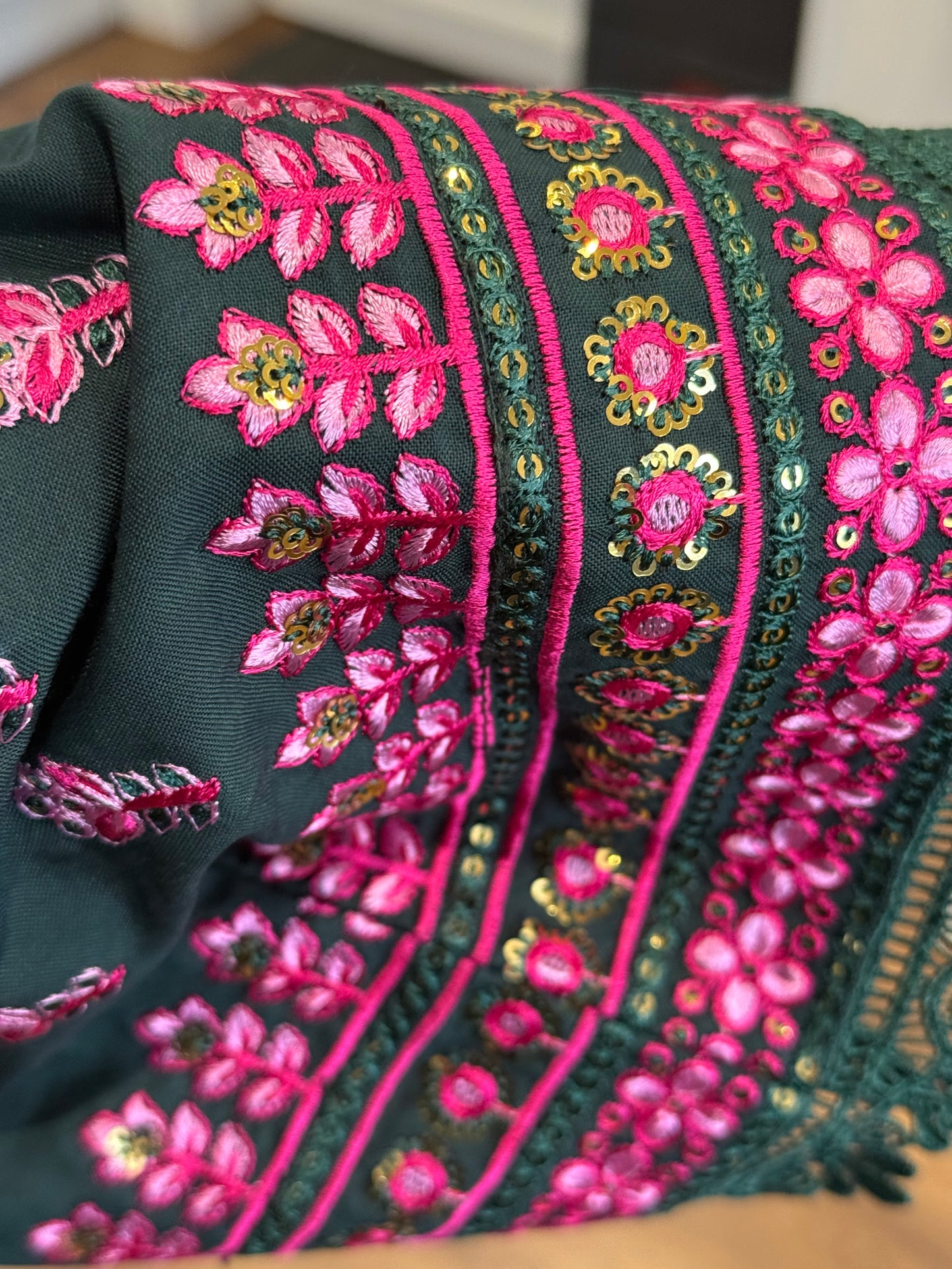 Green Forest Ready to Wear 2 Pcs Embroidered Dress