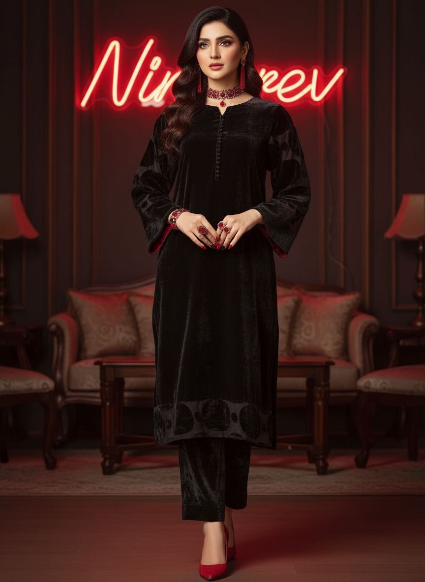 Virsa Black Velvet co ord Set