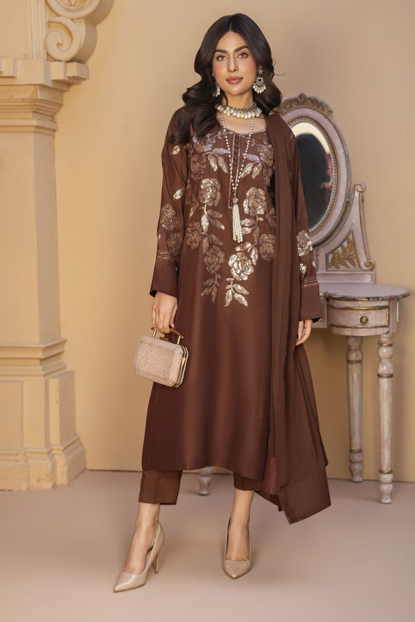 Praise Ready to Wear 3 Pcs Embroidered Dress