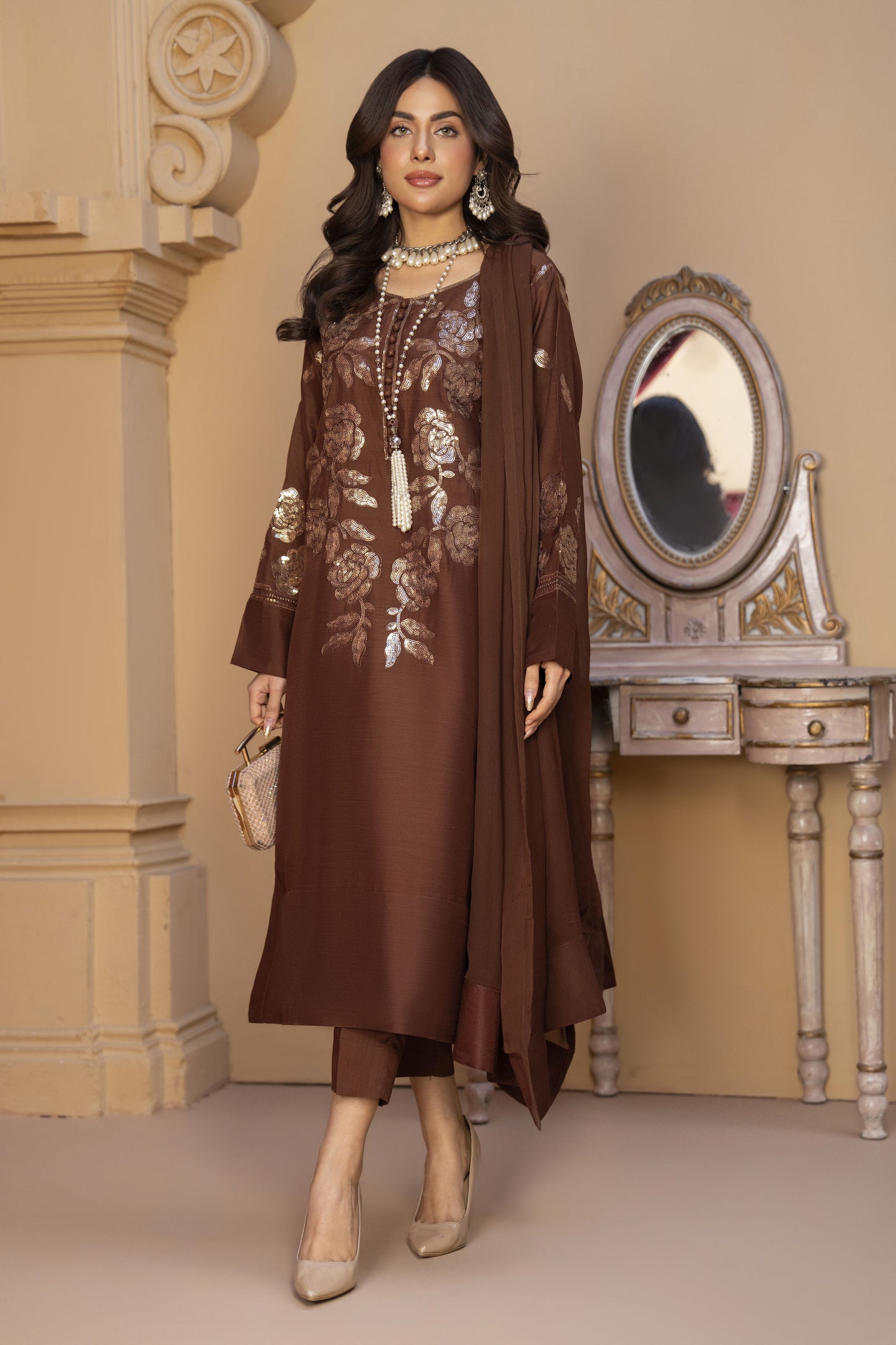 Praise Ready to Wear 3 Pcs Embroidered Dress