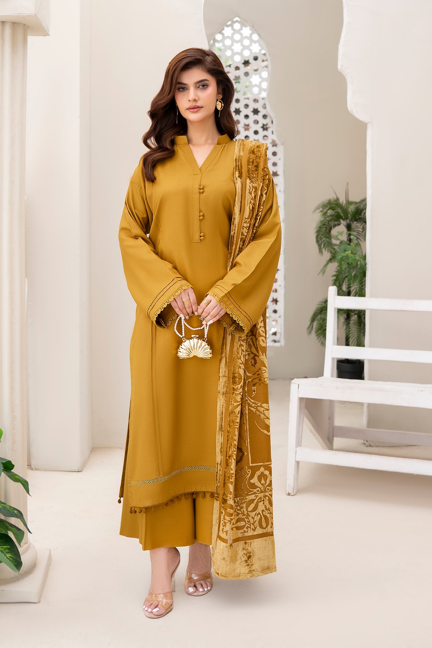Mustard Palachi Ready to Wear 3 Pcs Dress