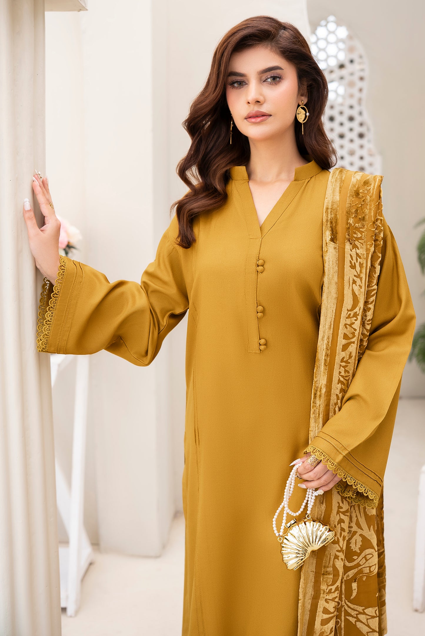Mustard Palachi Ready to Wear 3 Pcs Dress
