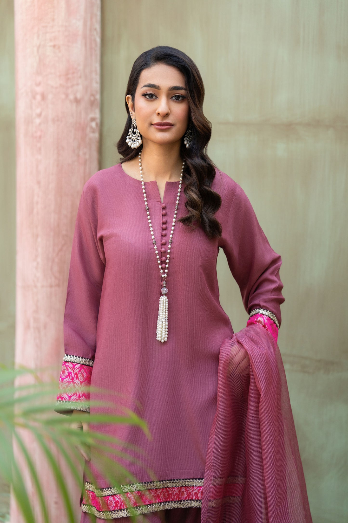 Pretty Pink Ready to Wear 3 Pcs Raw Silk Dress
