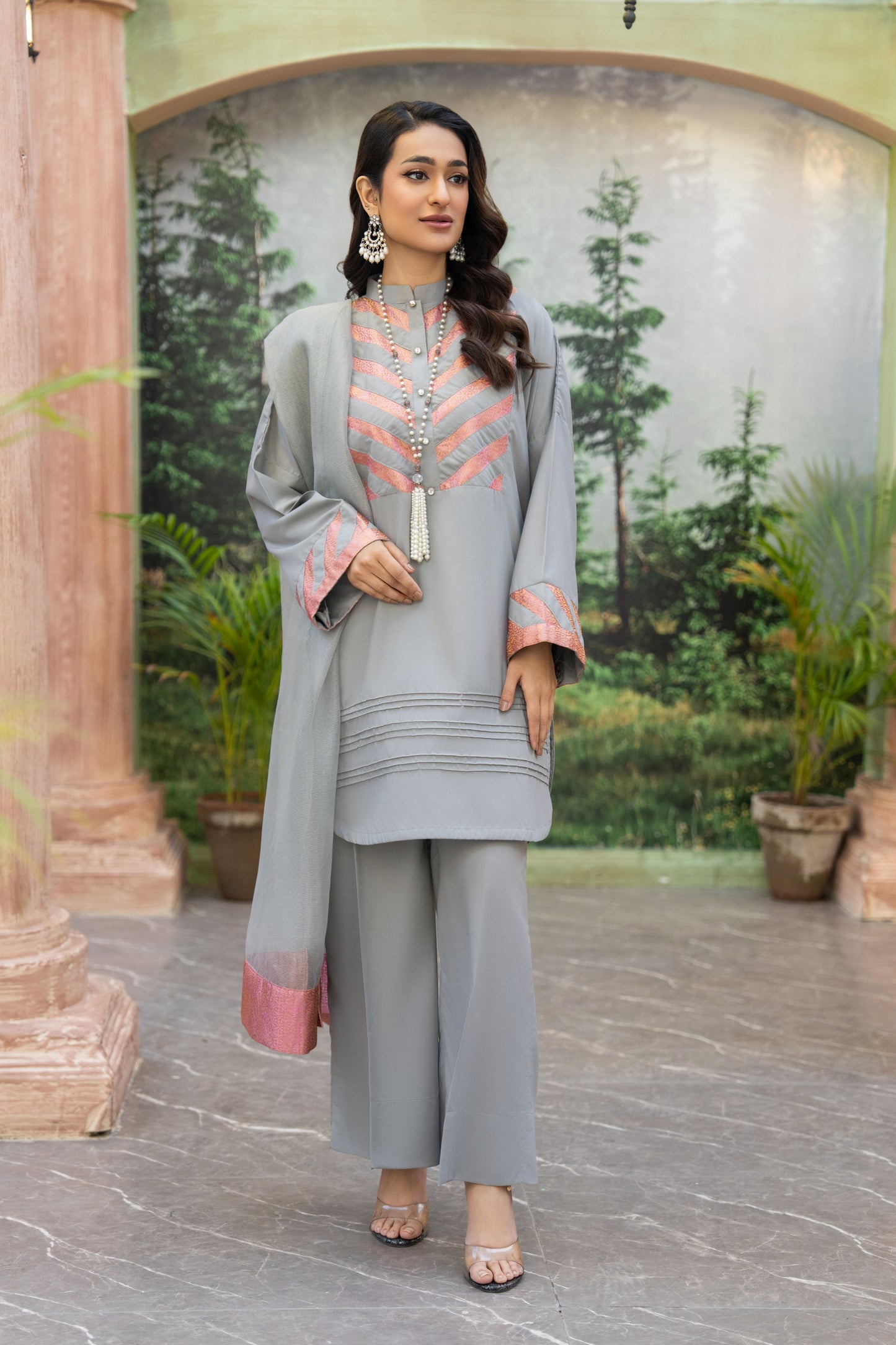 Grey Luxe Ready to Wear 3 Pcs Dress