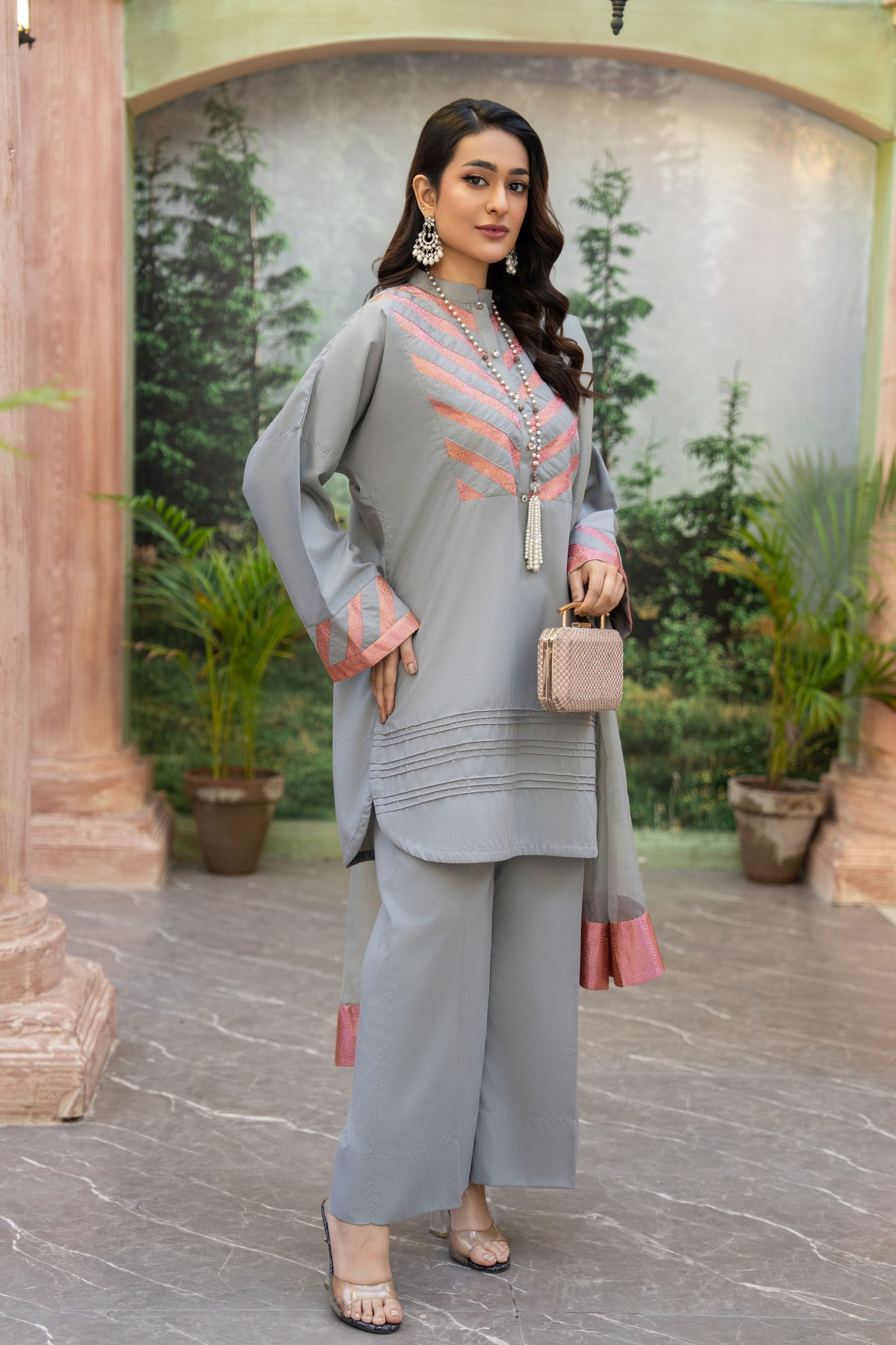 Grey Luxe Ready to Wear 3 Pcs Dress