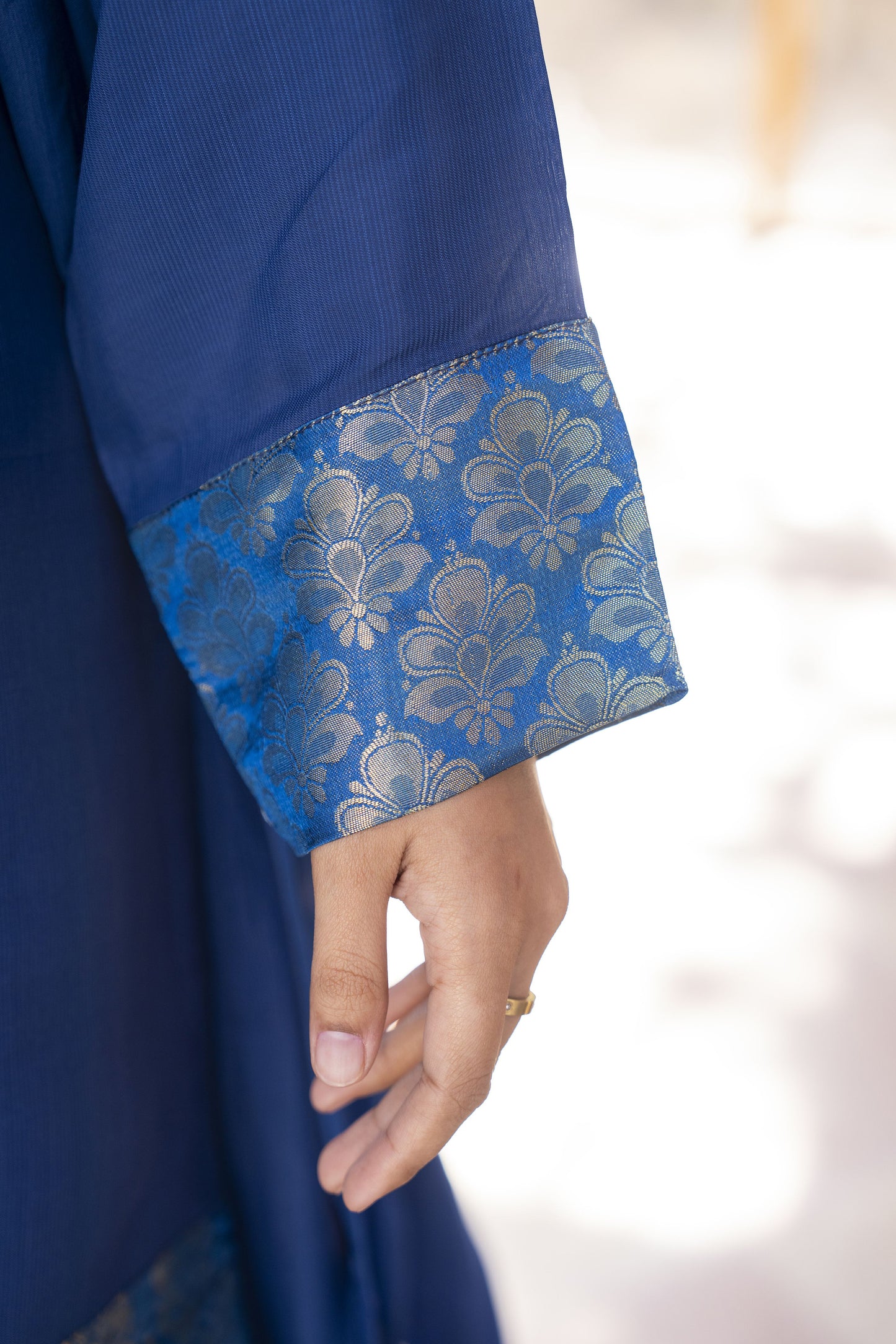 Blue Raw Silk Ready to Wear 3 Pcs Farshi Shalwar Dress