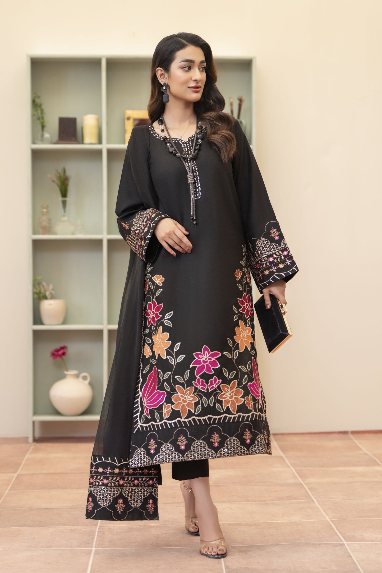 Peony Luxury Ready to Wear 3 Pcs Embroidered Dress