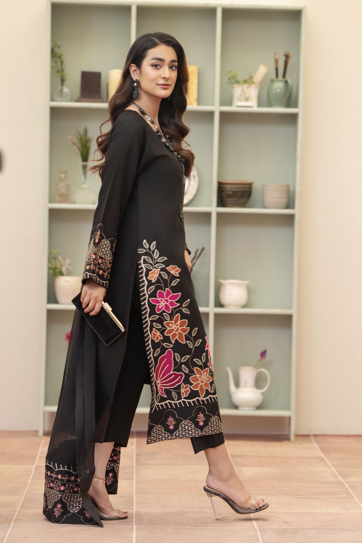 Peony Luxury Ready to Wear 3 Pcs Embroidered Dress