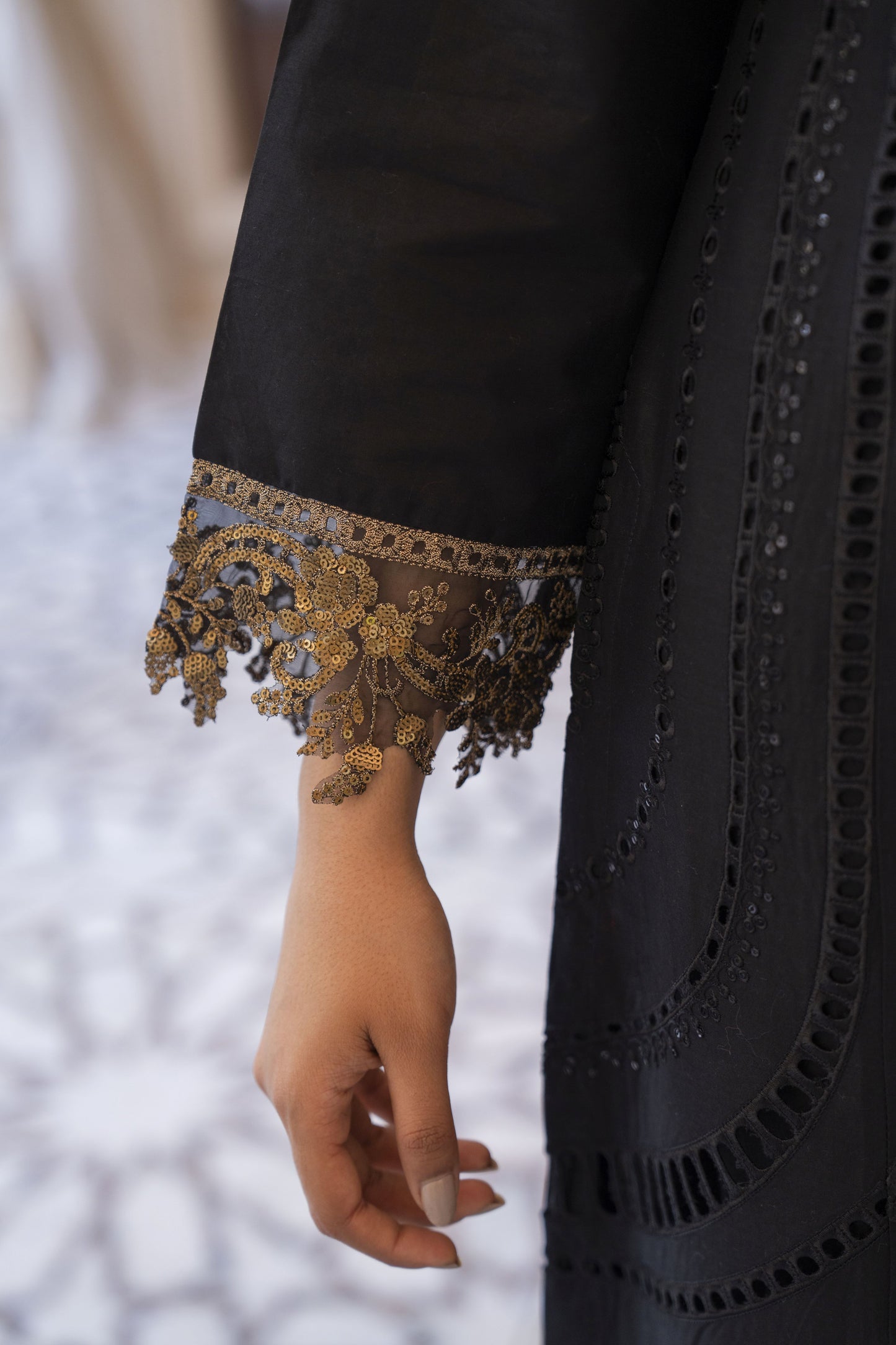 Black Gold Ready to Wear 3 Pcs Embroidered Dress