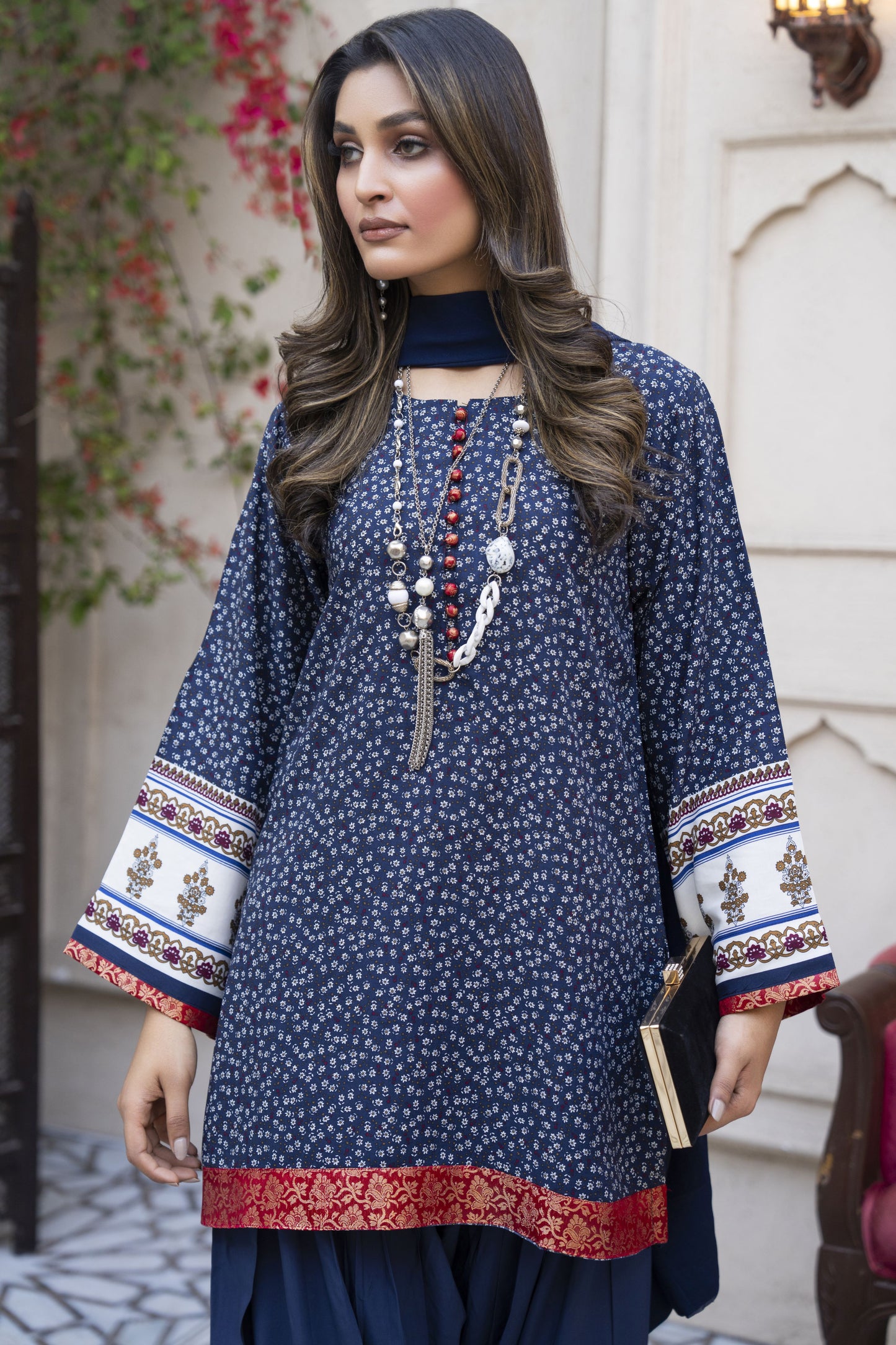 Navy Classic Ready to Wear 3 Pcs Farshi Shalwar Dress