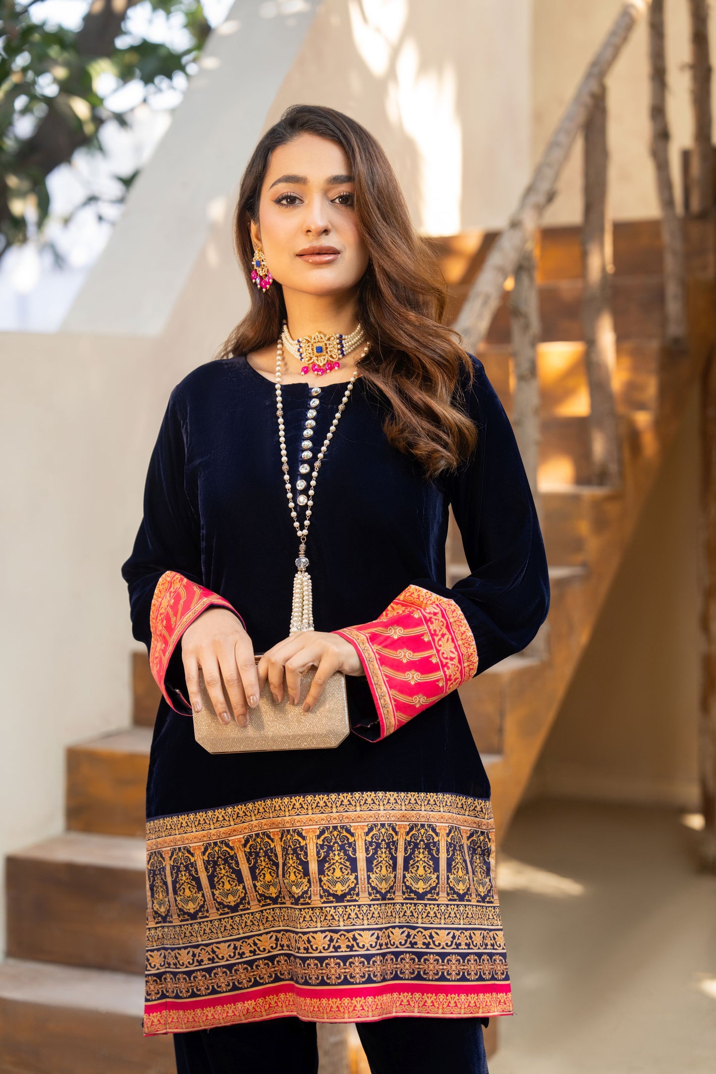 Qalamkar Velvet Ready to Wear 2 Pcs Dres