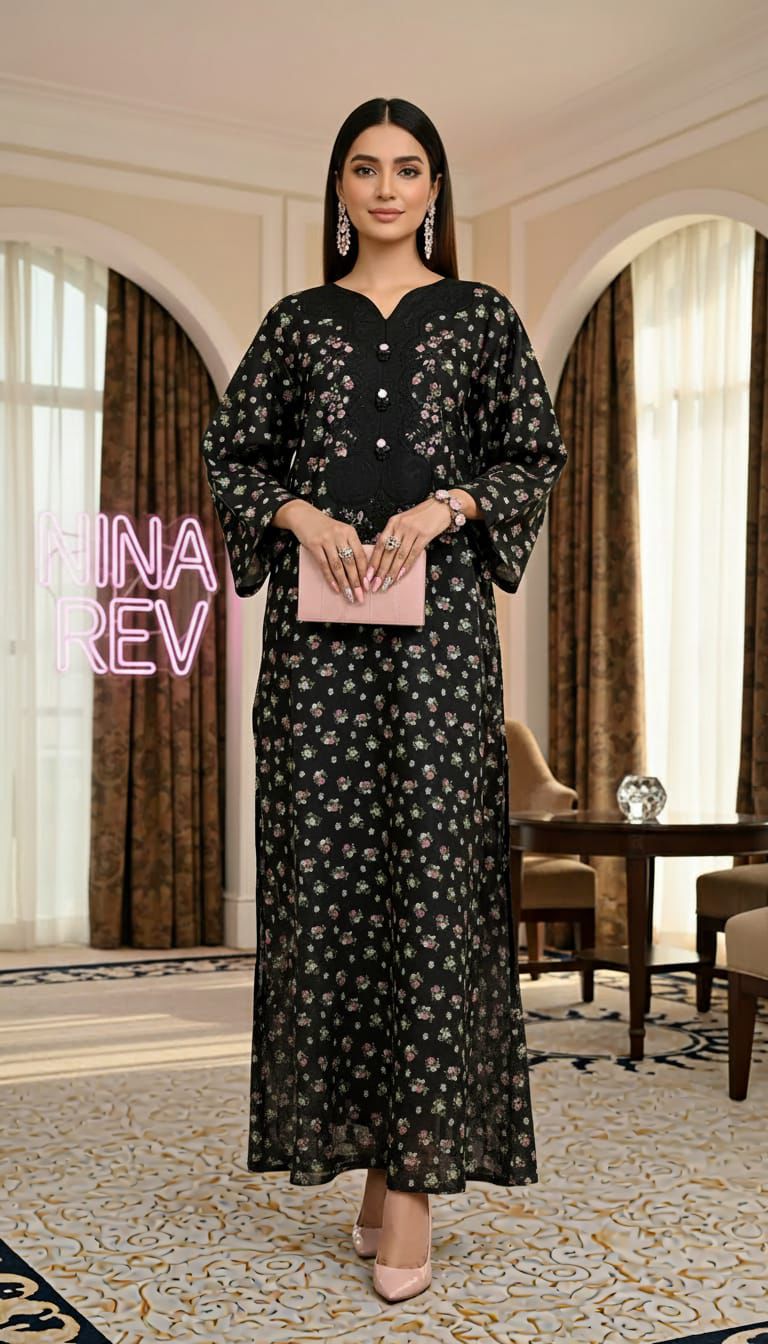 Rida Raw Silk Embroidered 2 Pcs Kaftan