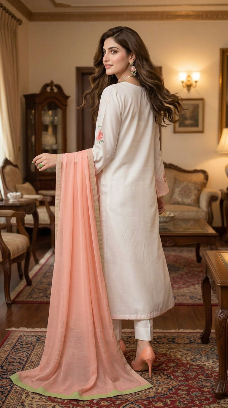 Inayat Ready to Wear 3 Pcs Embroidered Linen Dress