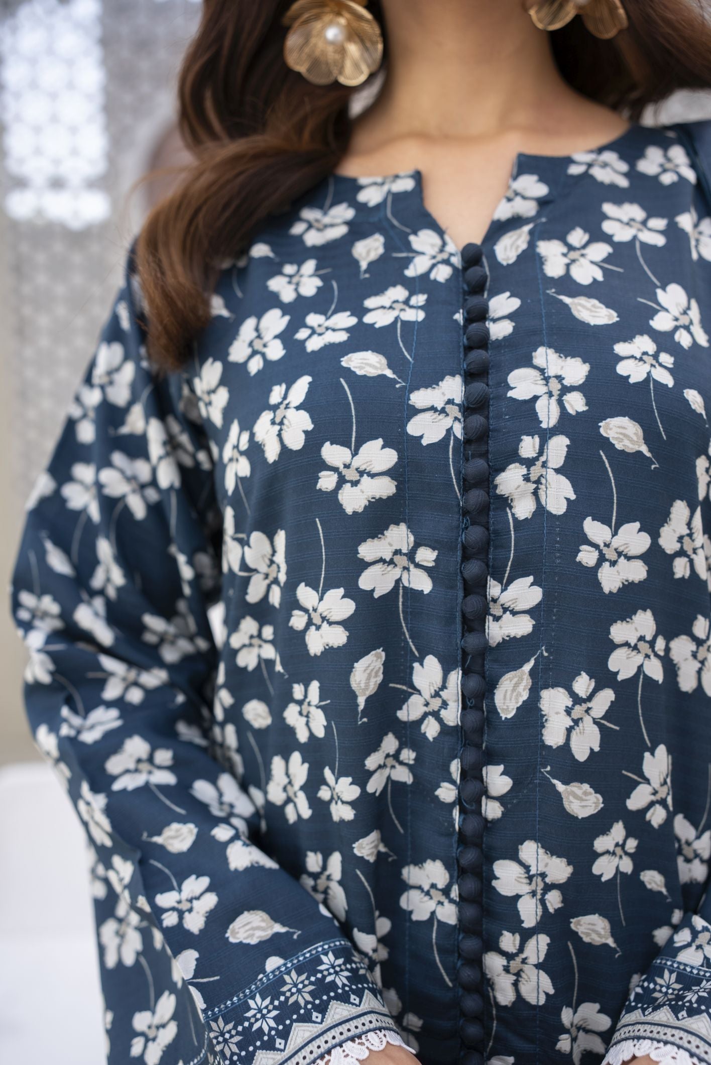 Blue Flower Ready to Wear 3 Pcs Dress