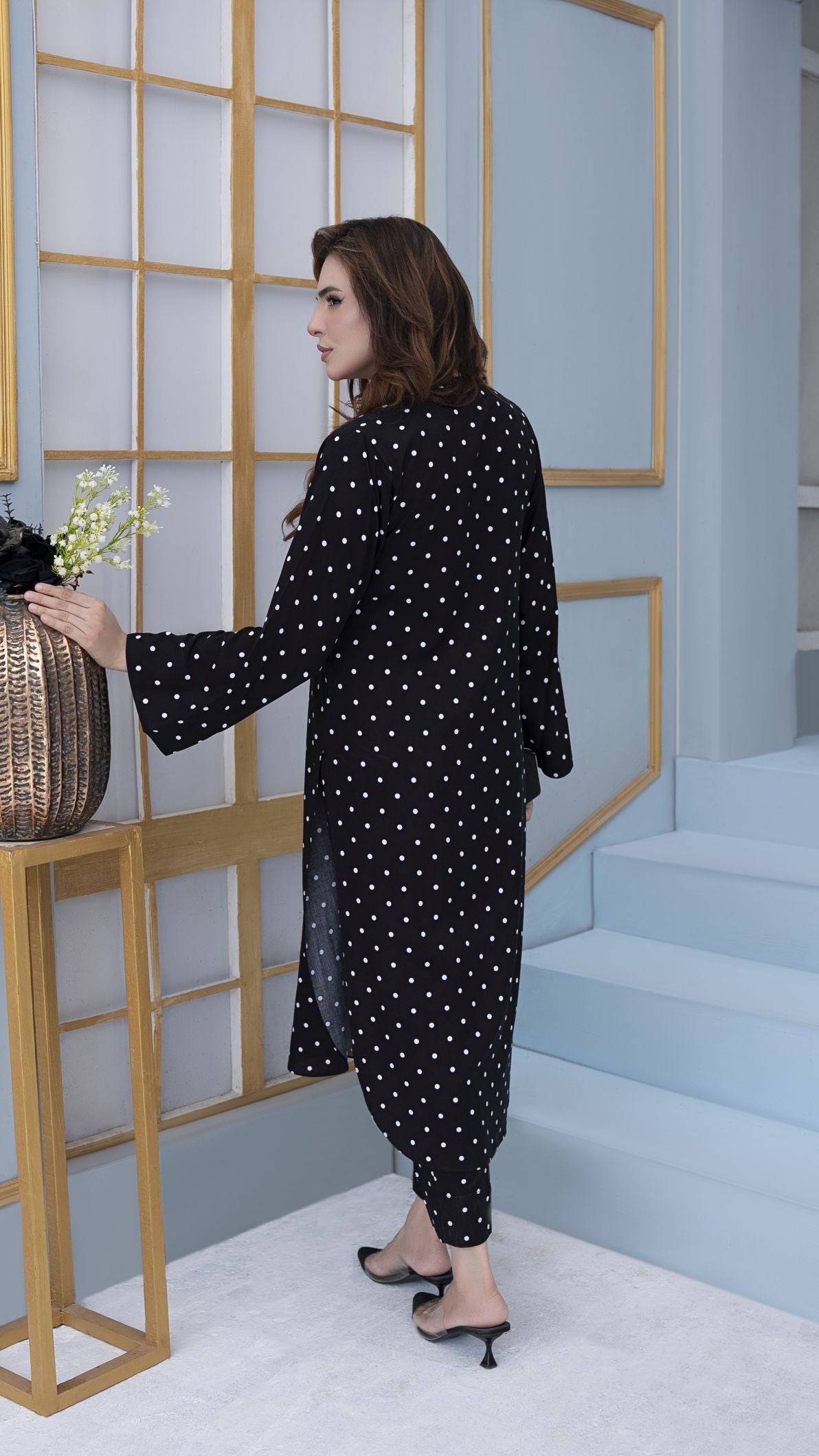 Black Polka Dots Ready to Wear 2 Pcs Dress