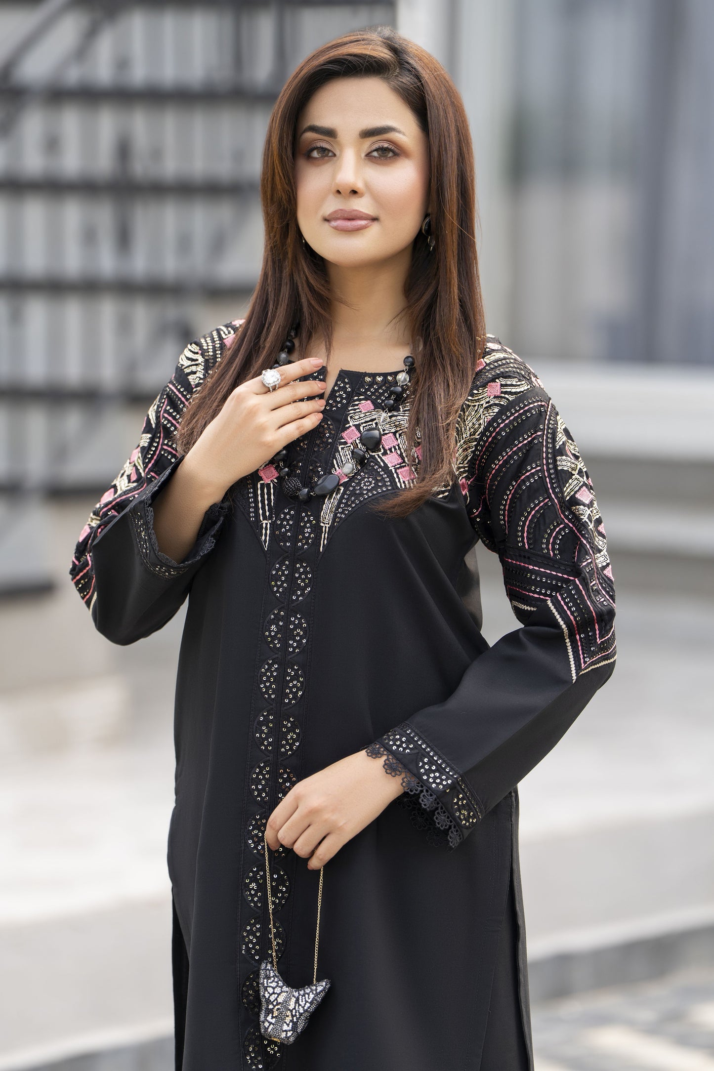 Black Pearl Ready to Wear 2 Pcs Embroidered Dress