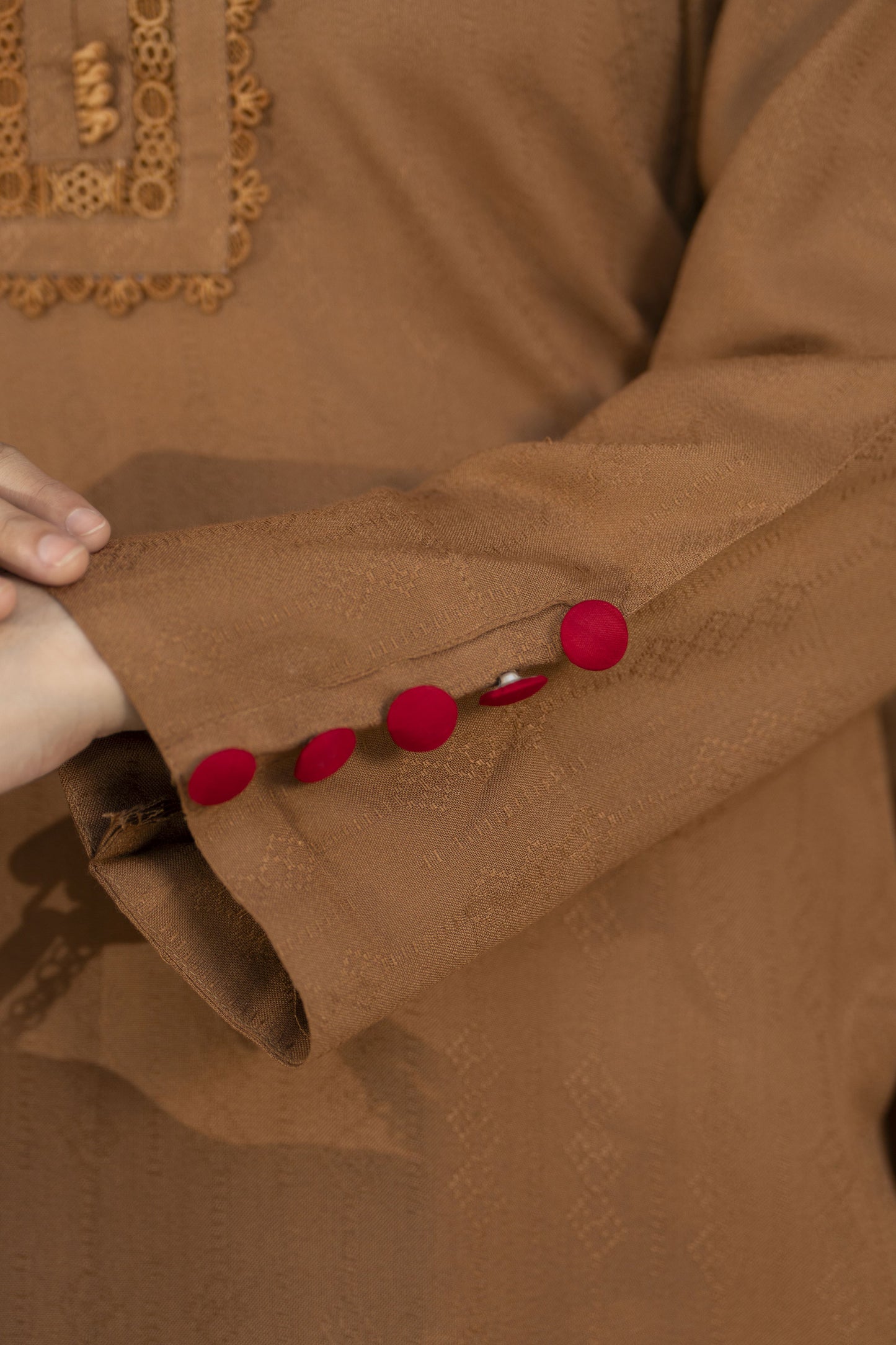 Caramel Pashmina Shawl Ready to Wear 3 Pcs Dress