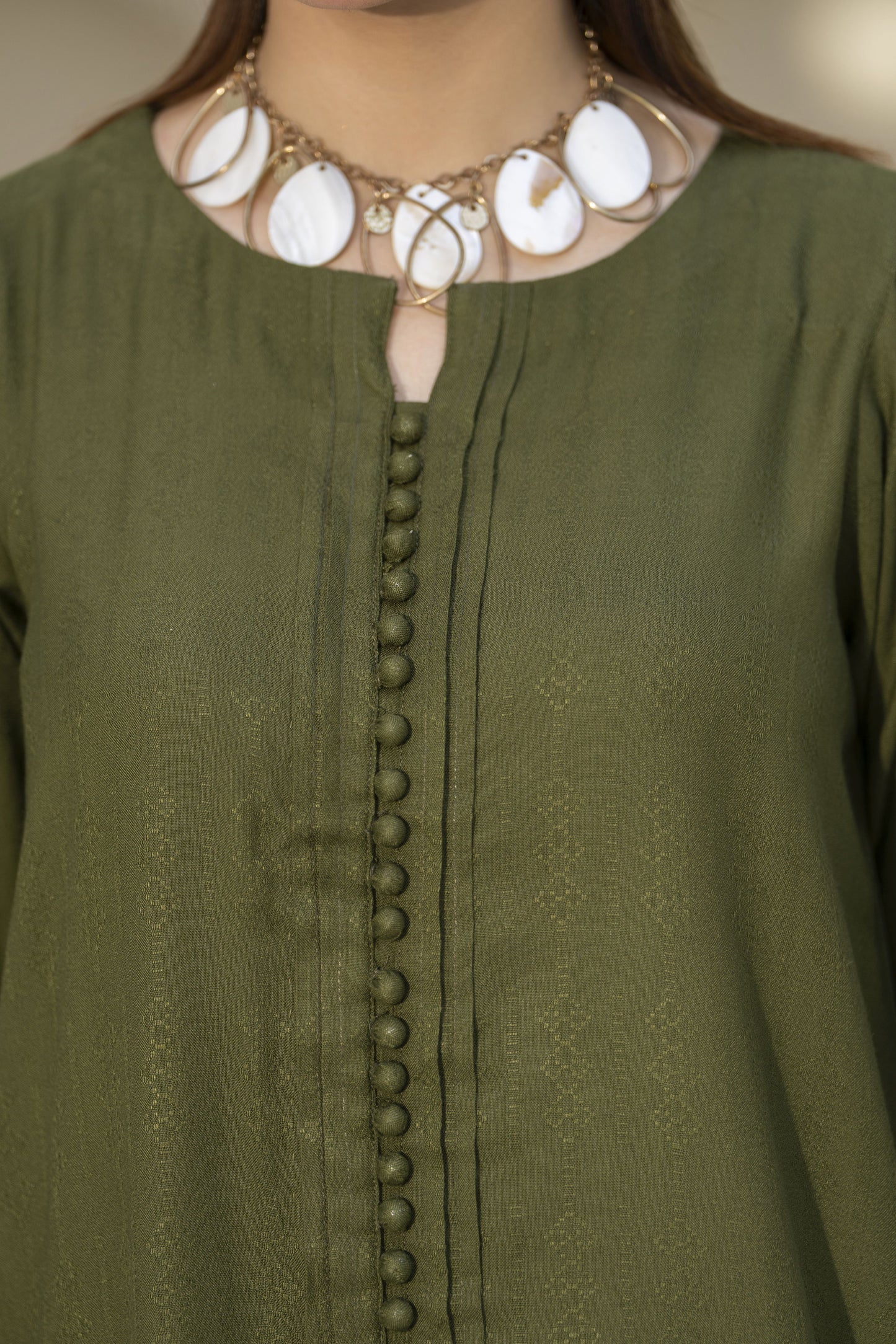 Green Pashmina Shawl Ready to Wear 3 Pcs Dress