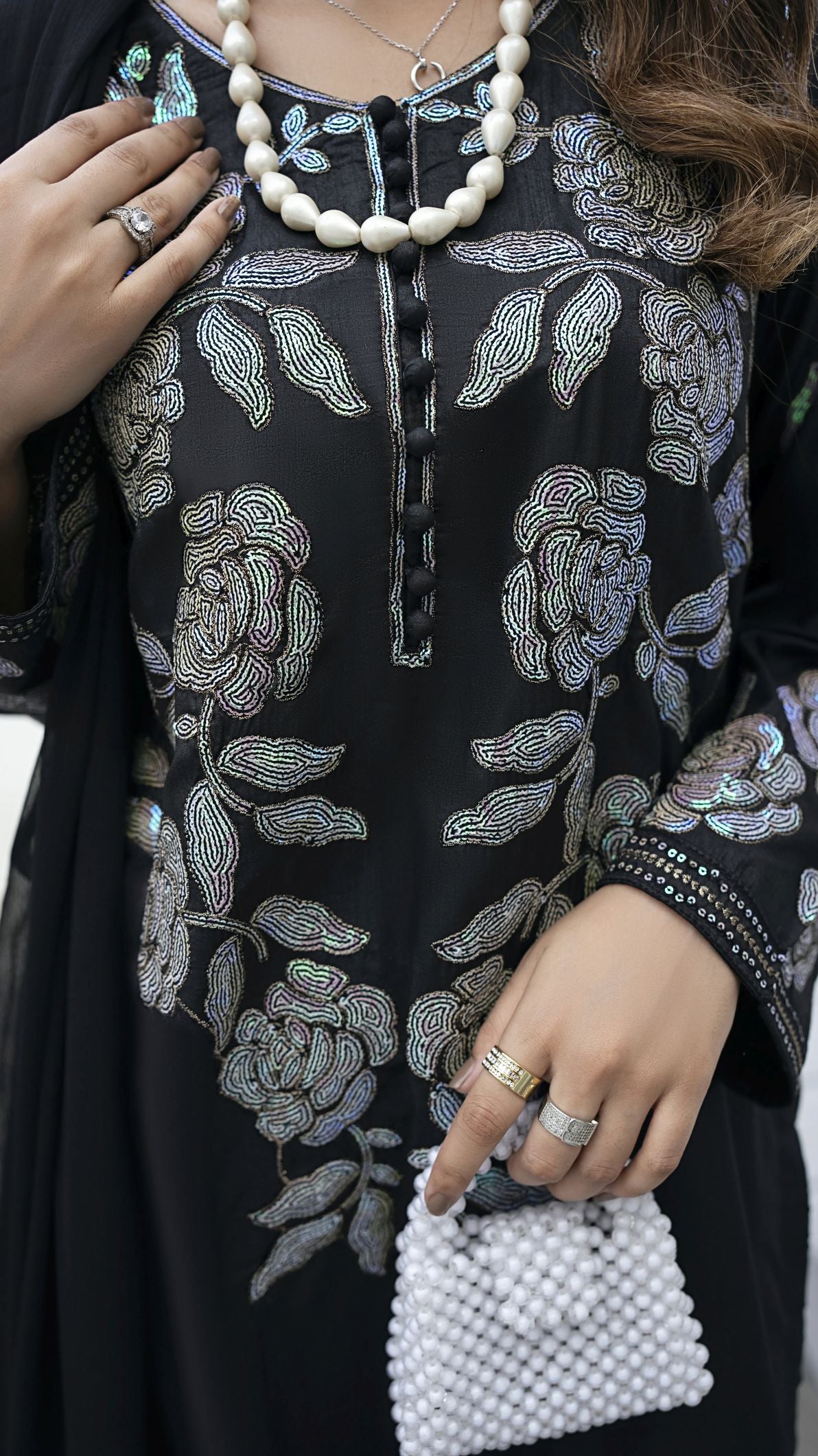 Black Praise Ready to Wear 3 Pcs Embroidered Dress