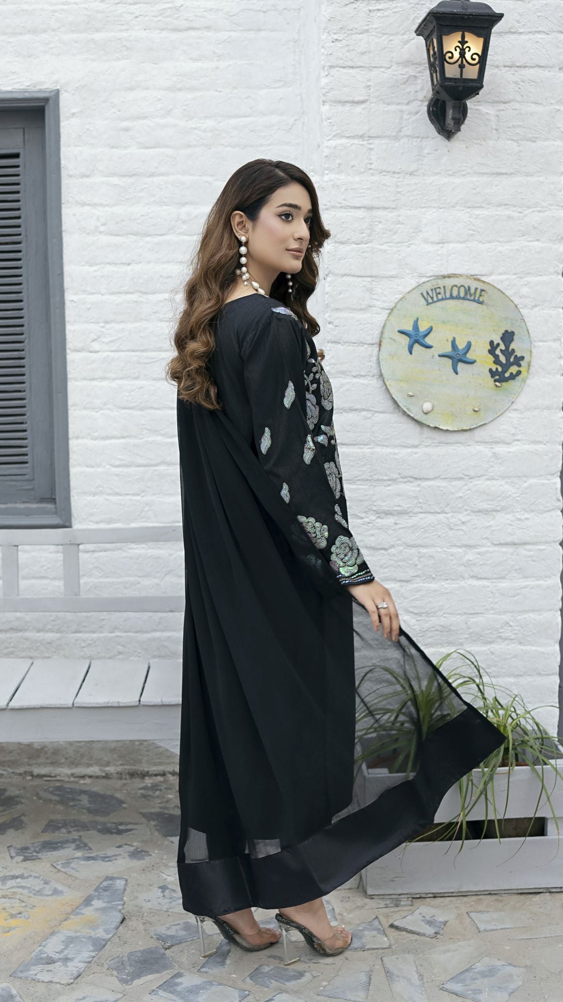 Black Praise Ready to Wear 3 Pcs Embroidered Dress