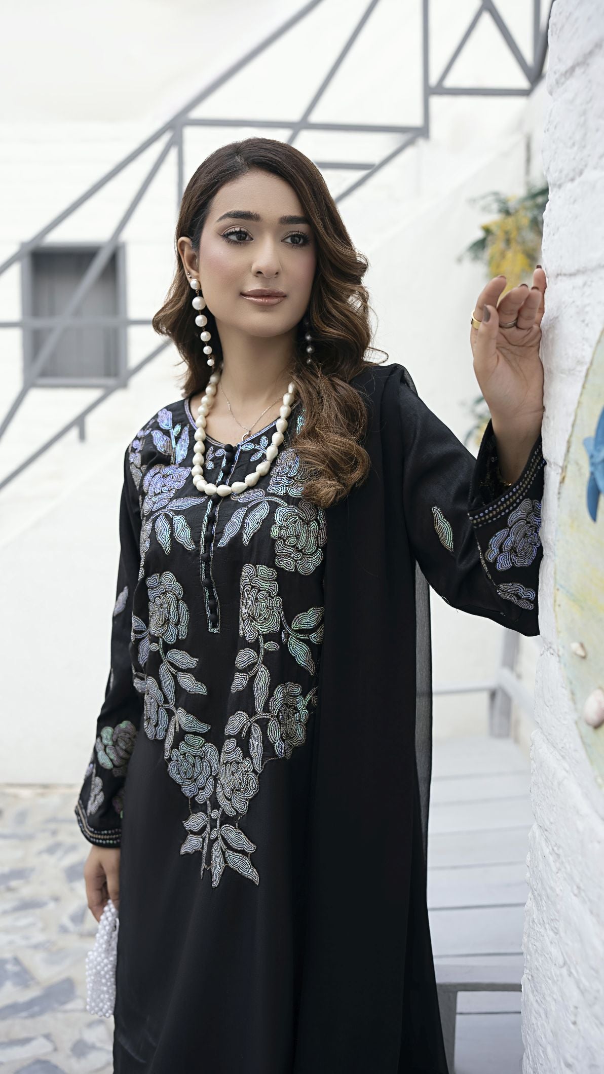 Black Praise Ready to Wear 3 Pcs Embroidered Dress