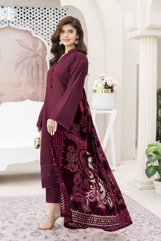 Maroon Palachi Ready to Wear 3 Pcs Dress