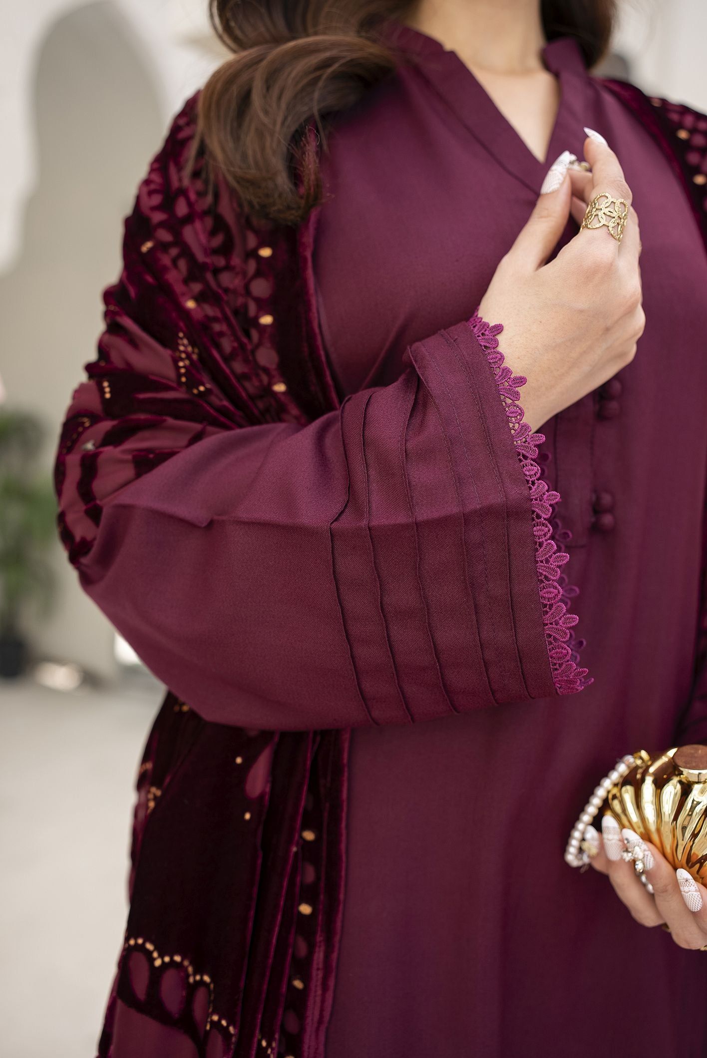 Maroon Palachi Ready to Wear 3 Pcs Dress