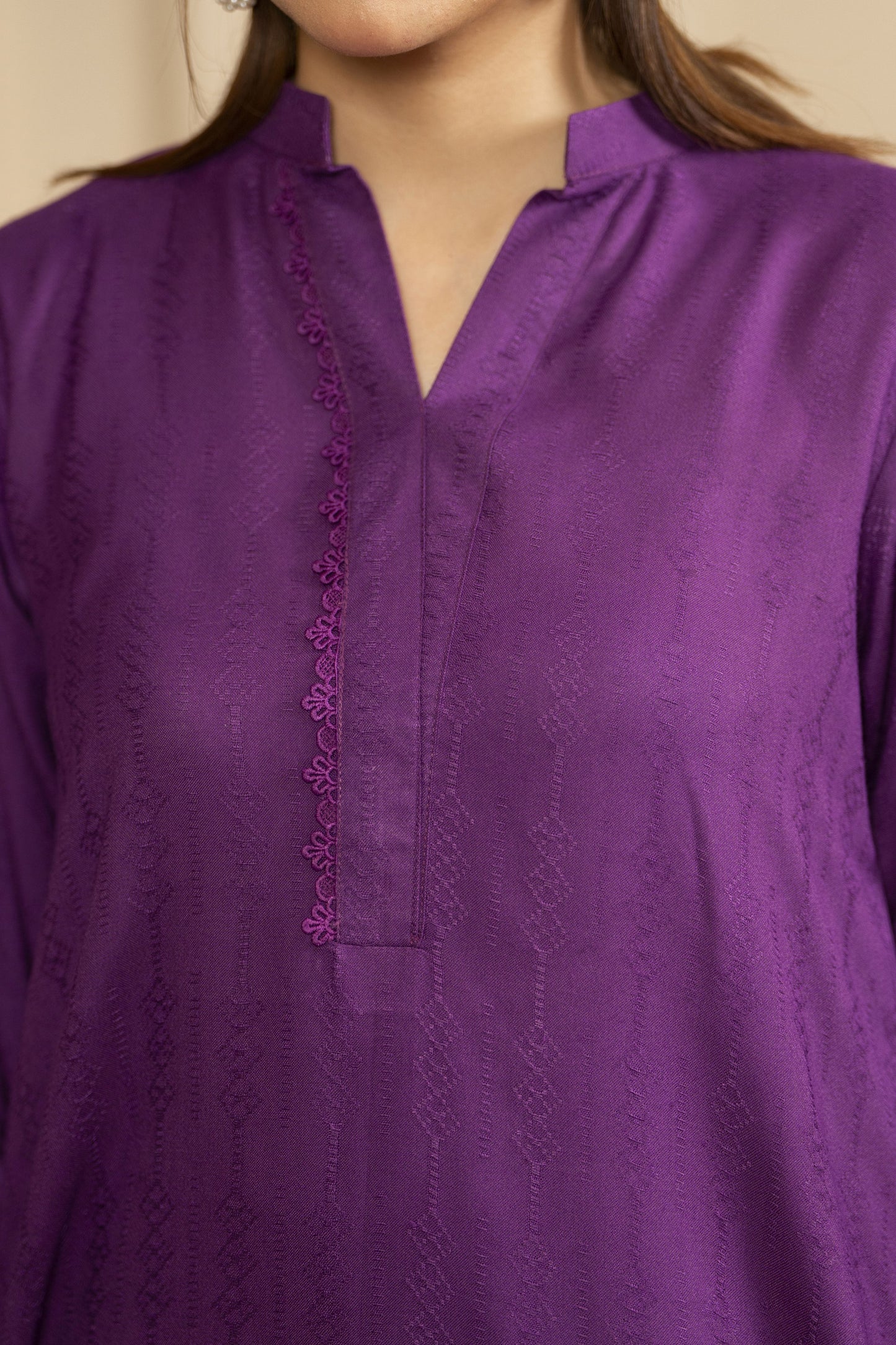 Purple Pashmina Shawl Ready to Wear 3 Pcs Dress
