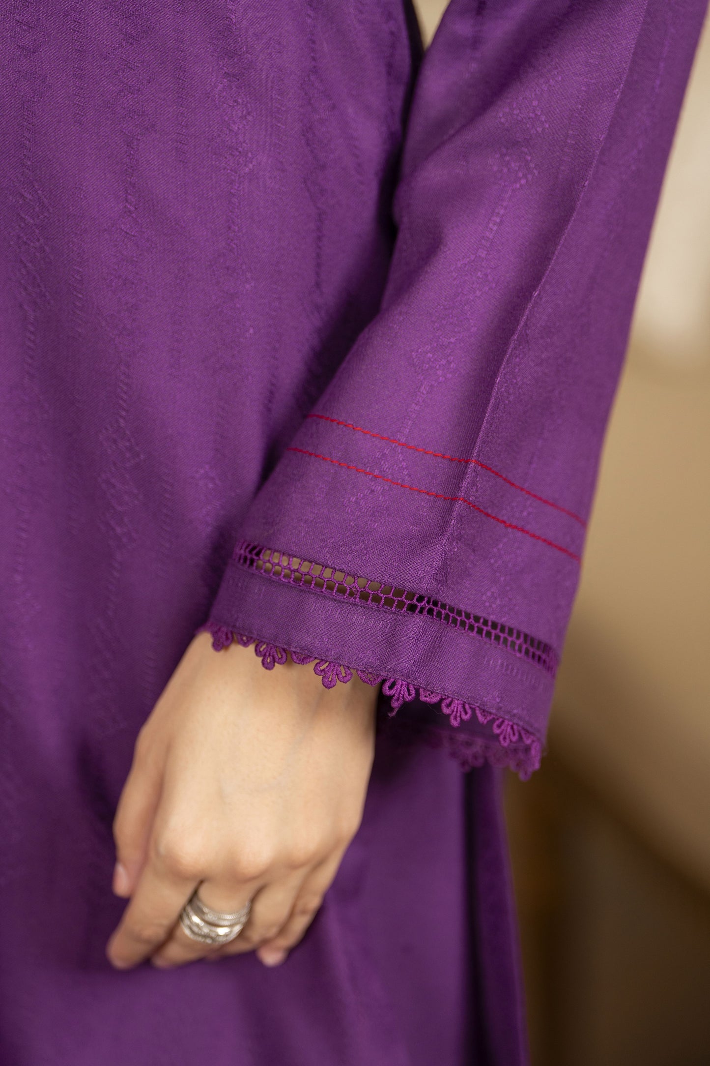 Purple Pashmina Shawl Ready to Wear 3 Pcs Dress