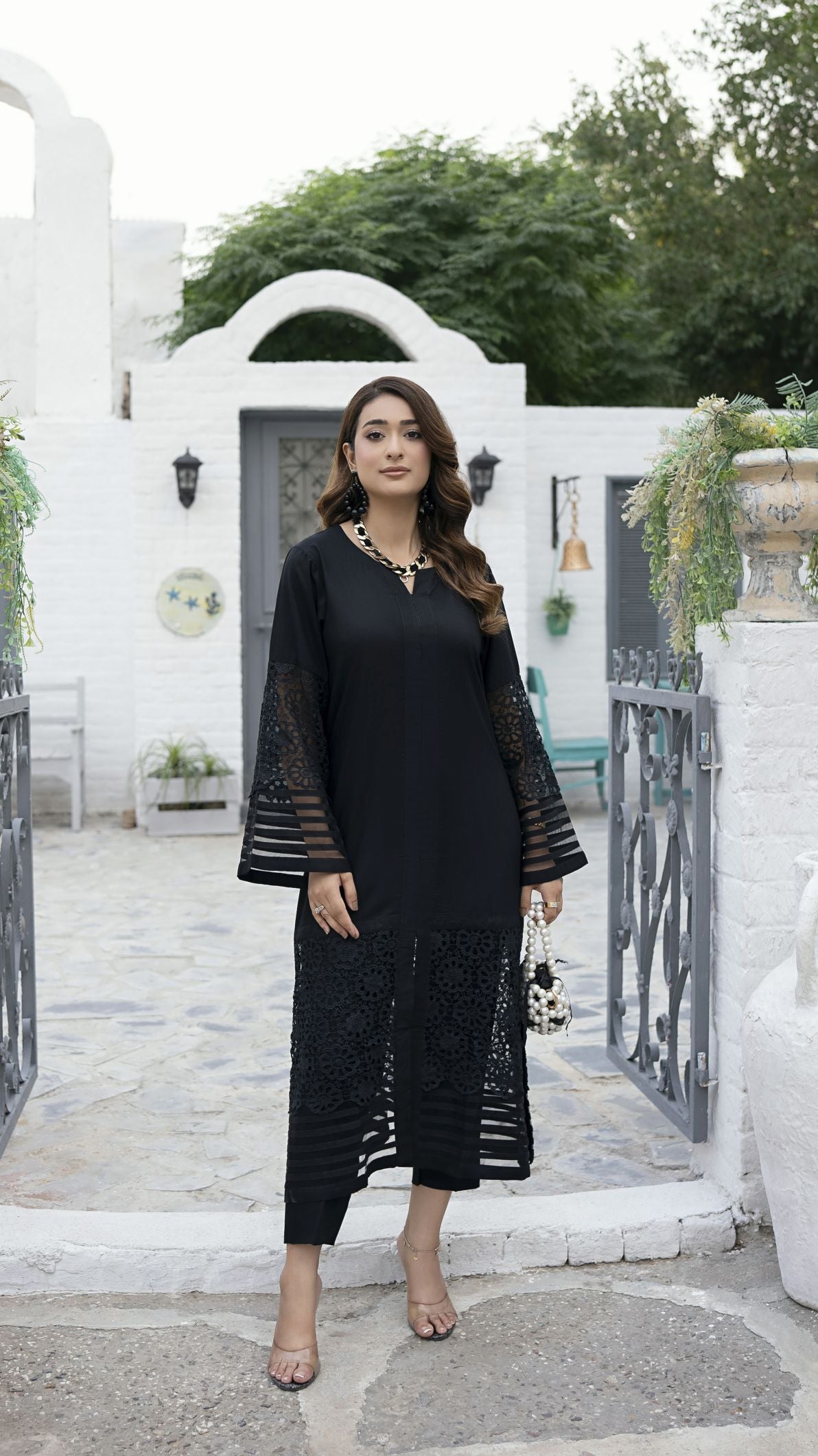 Black Crochet Ready to Wear 2 Pcs Dress