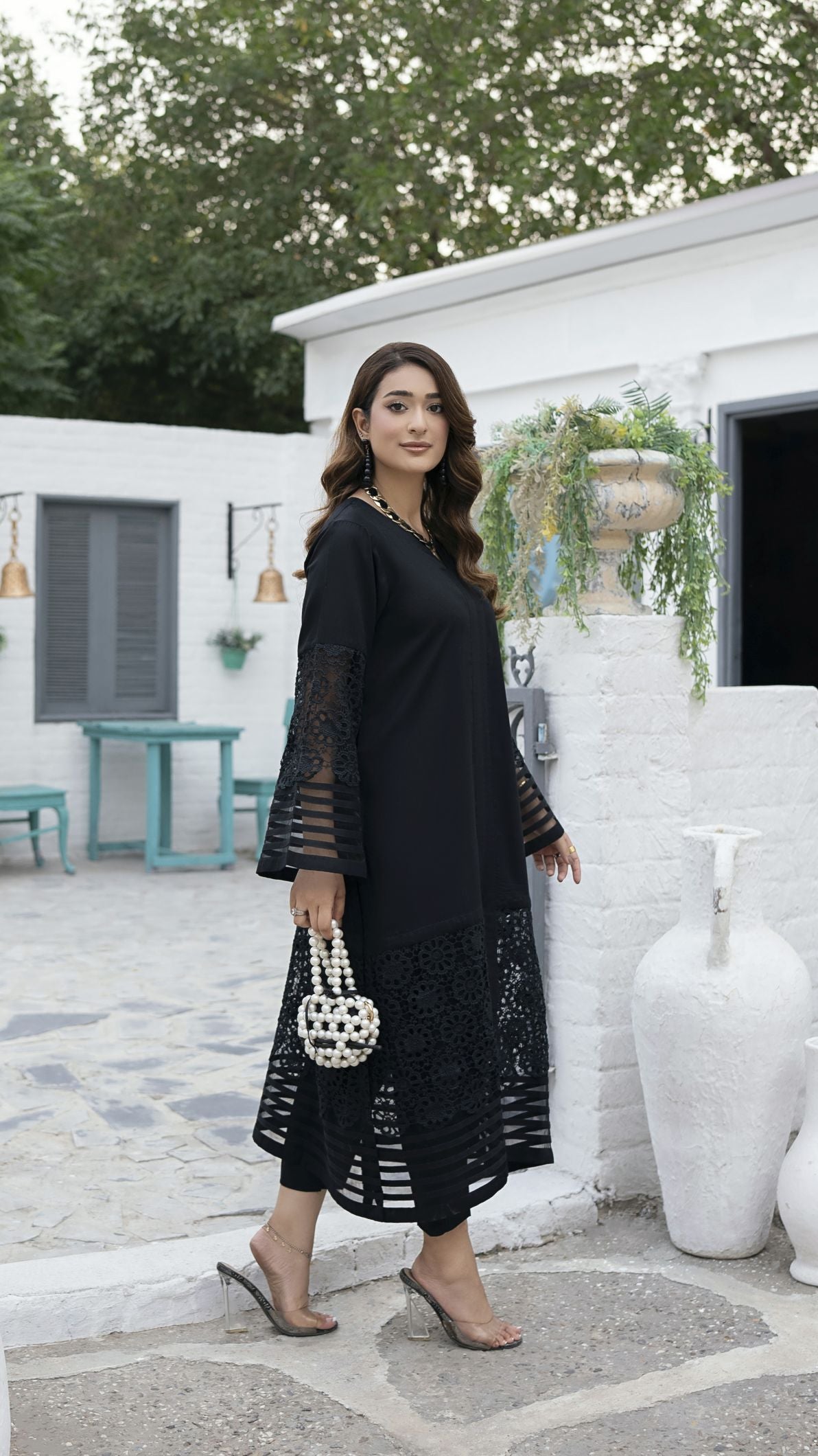 Black Crochet Ready to Wear 2 Pcs Dress