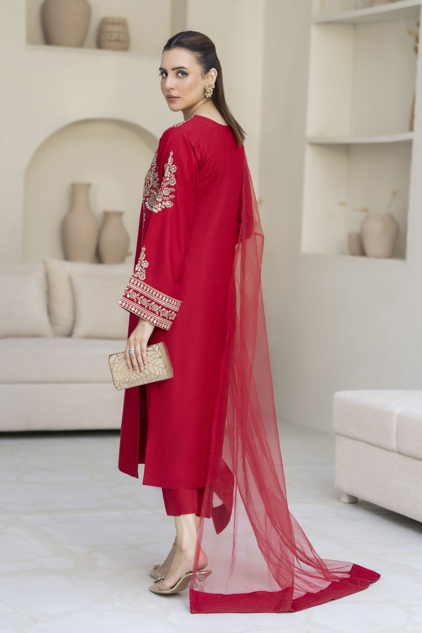 Rangeen Ready to Wear 3 Pcs Raw Silk Embroidered Dress