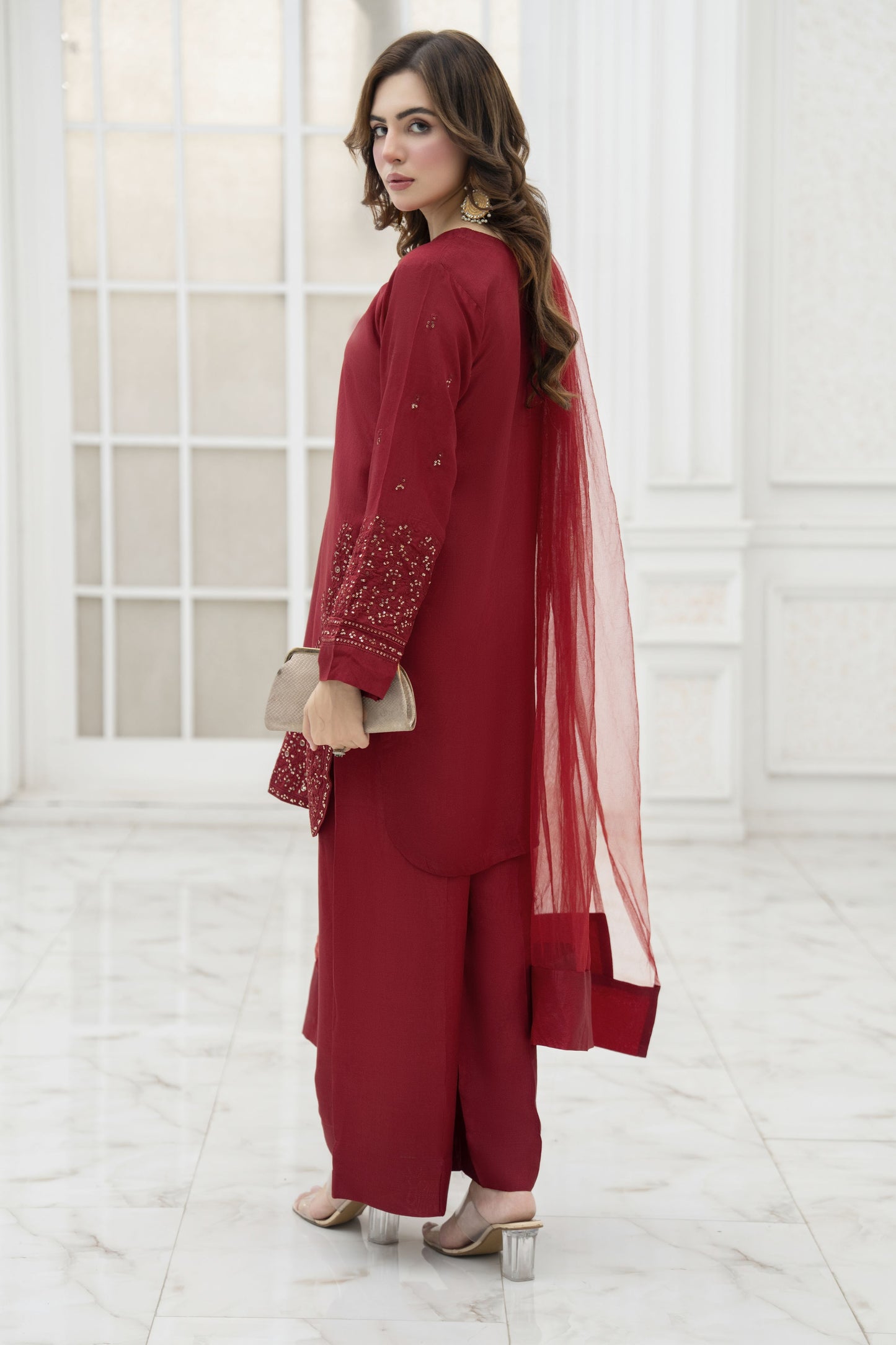 Aira Raw Silk Ready to Wear 3 Pcs Embroidered Dress