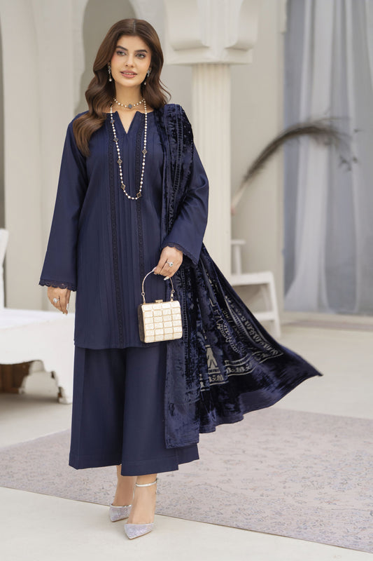 Khalida Ready to Wear 3 Pcs Velvet Palachi Shawl collection