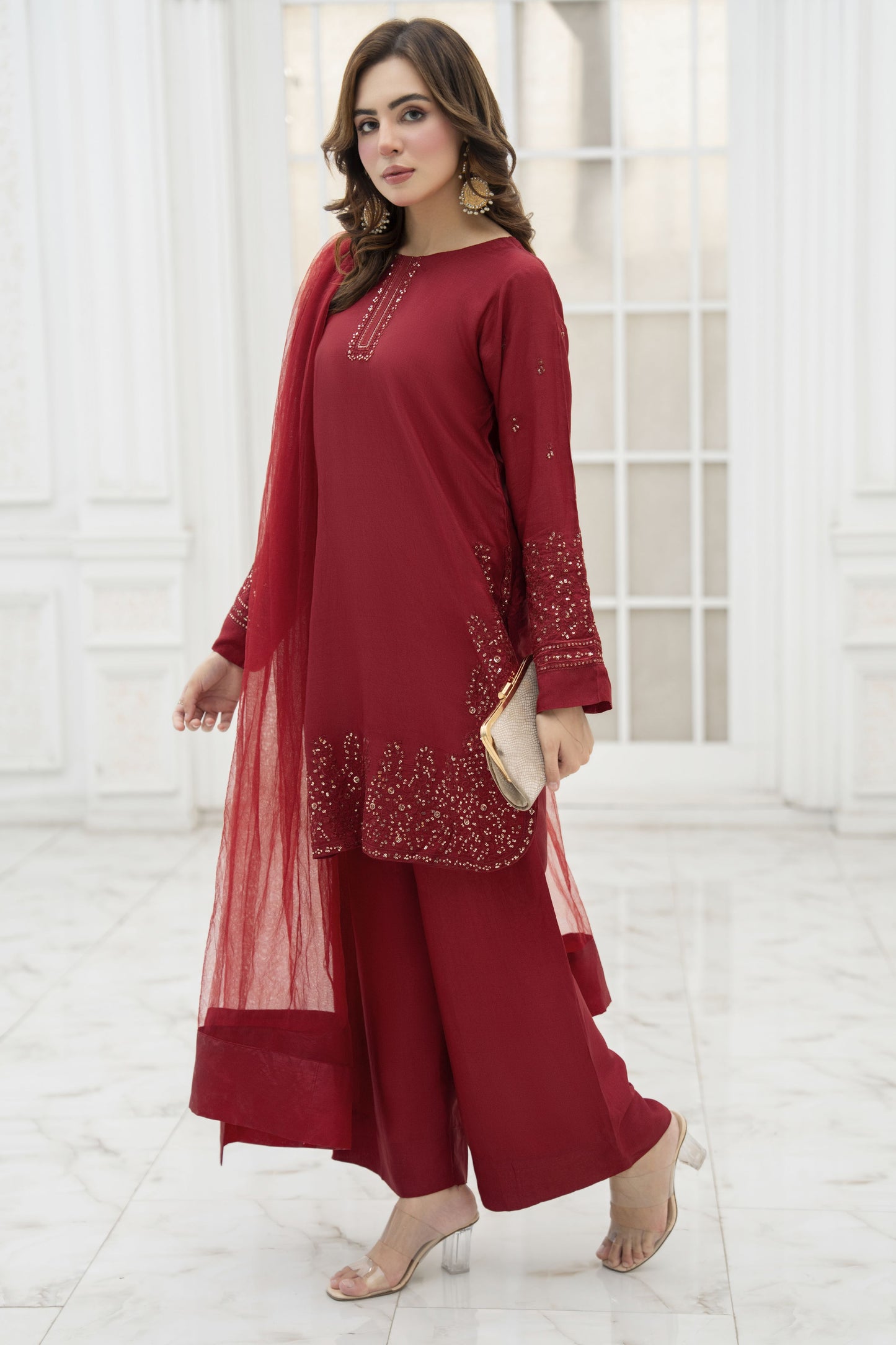 Aira Raw Silk Ready to Wear 3 Pcs Embroidered Dress