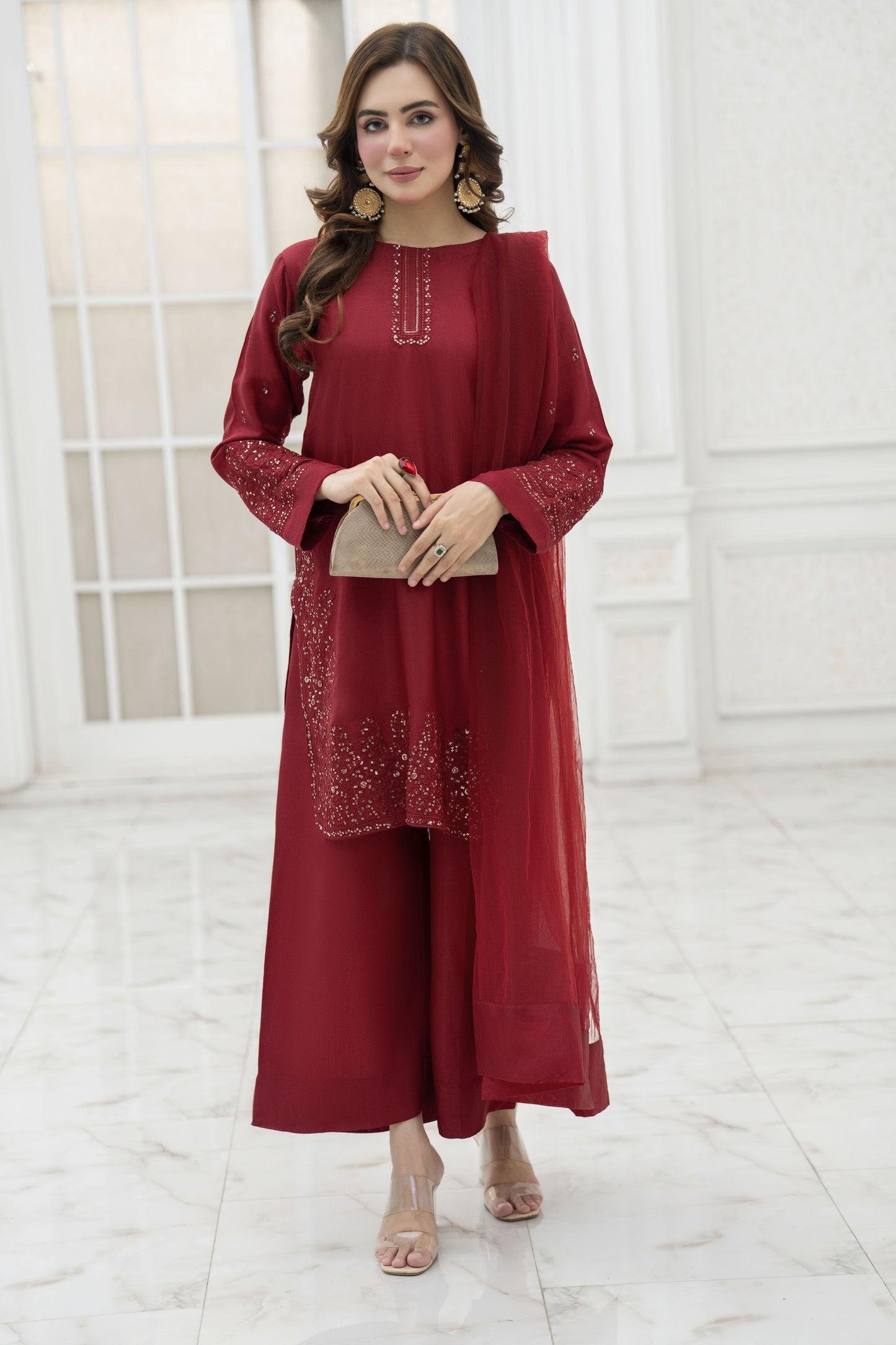 Aira Raw Silk Ready to Wear 3 Pcs Embroidered Dress