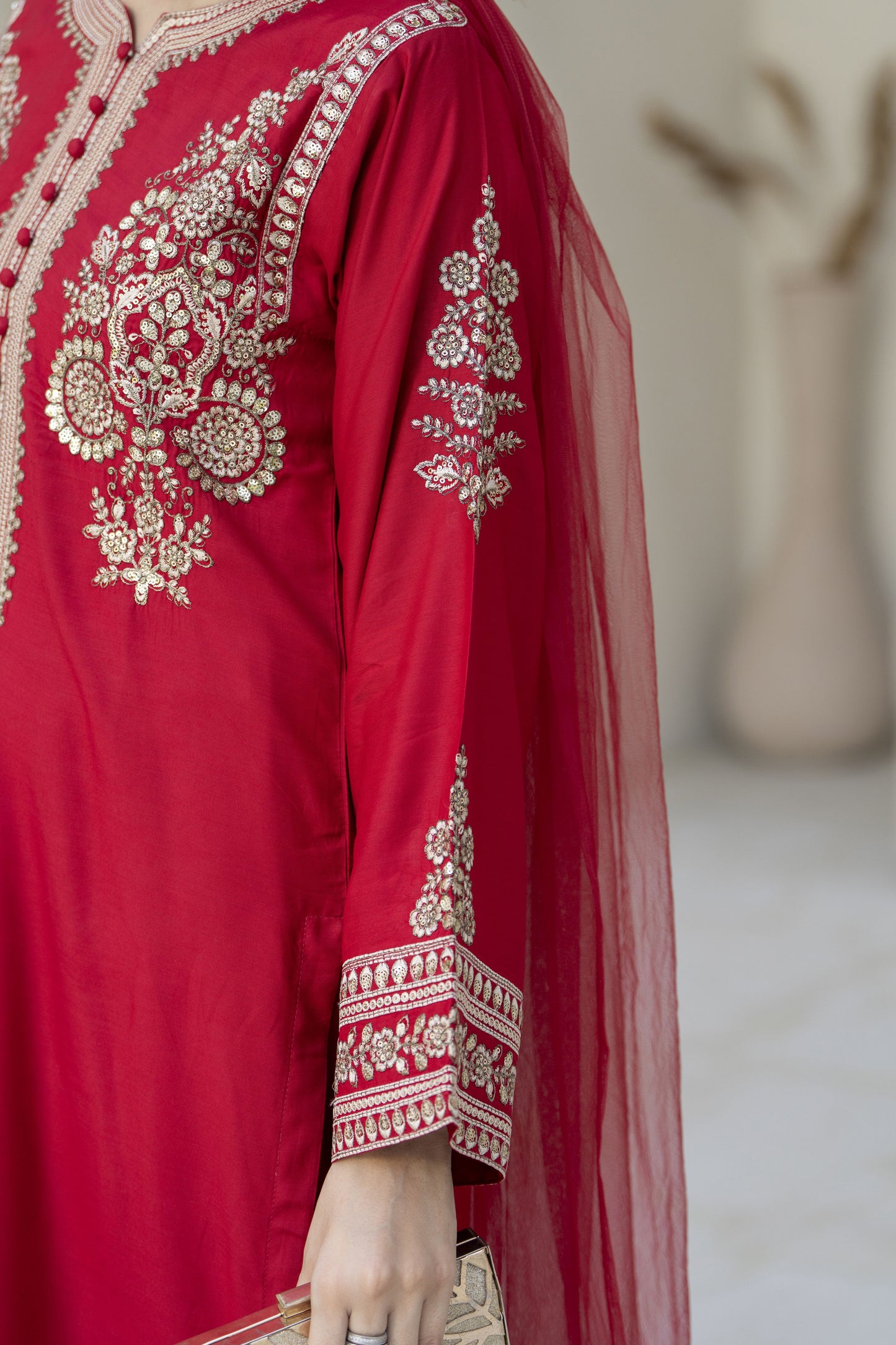 Rangeen Ready to Wear 3 Pcs Raw Silk Embroidered Dress