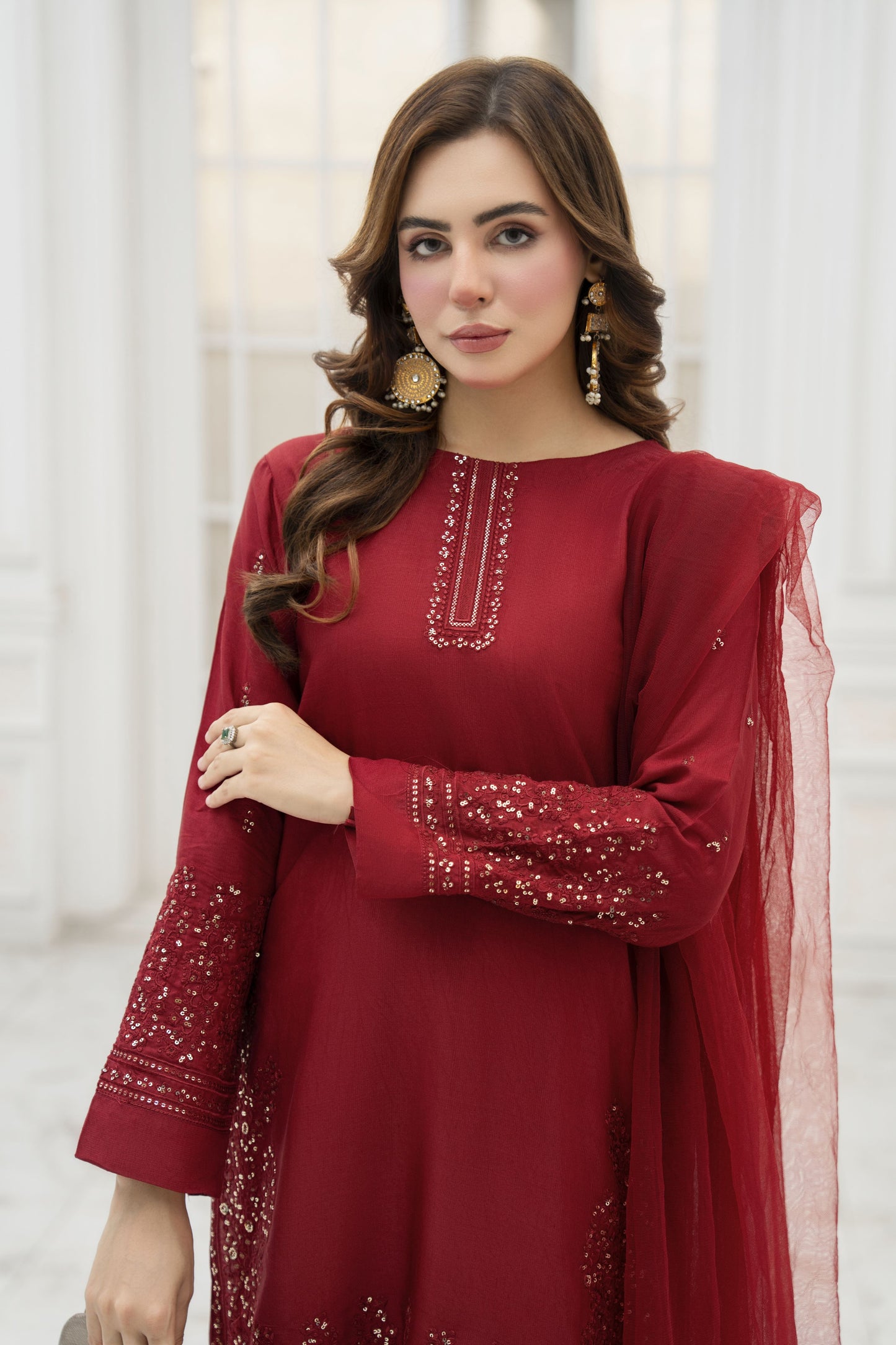Aira Raw Silk Ready to Wear 3 Pcs Embroidered Dress